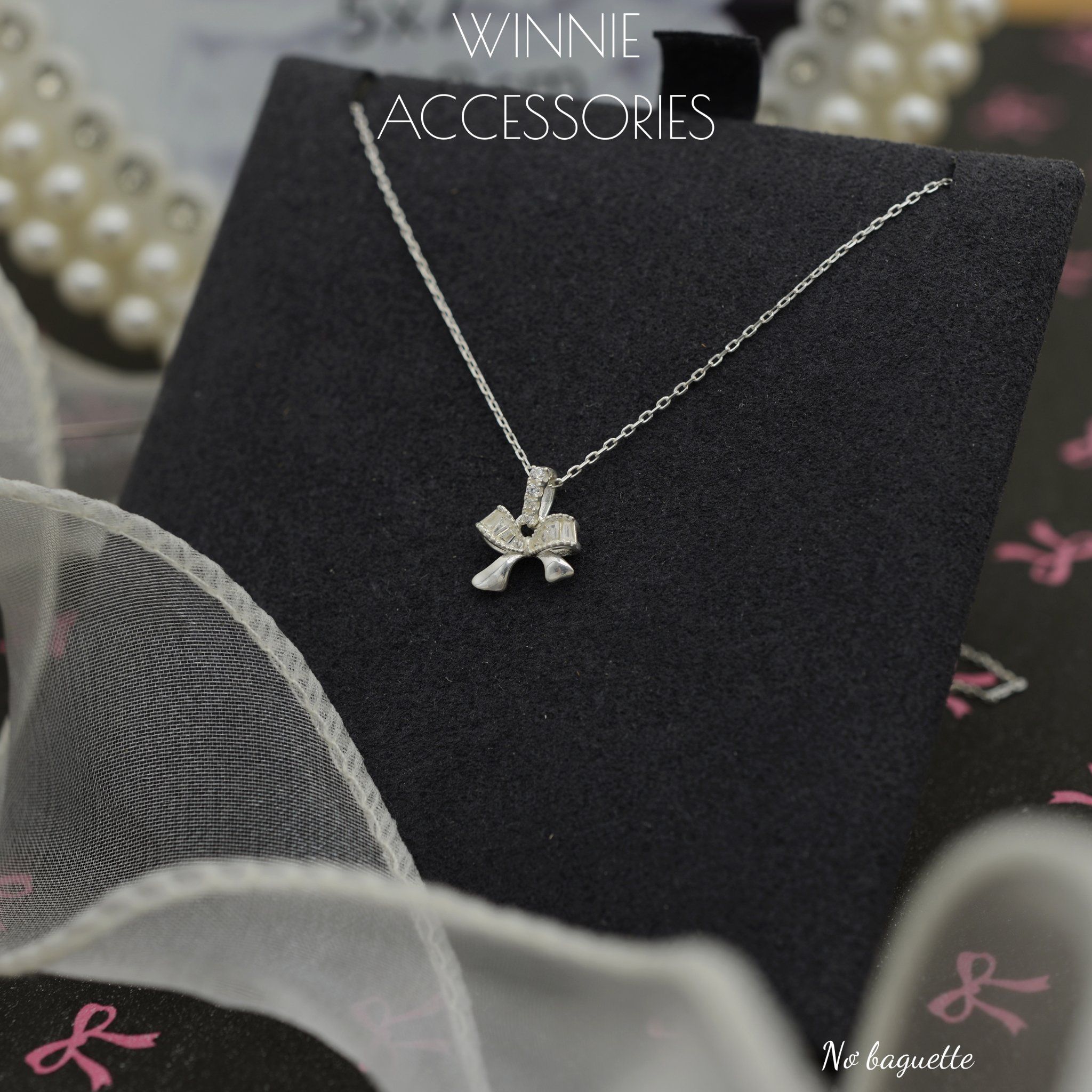  Dây chuyền Bạc S925 Nơ baguette 