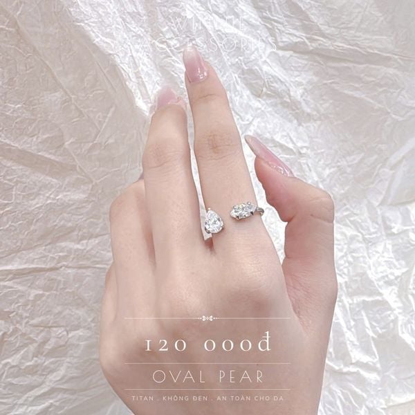  Nhẫn Titan Oval Pear B 