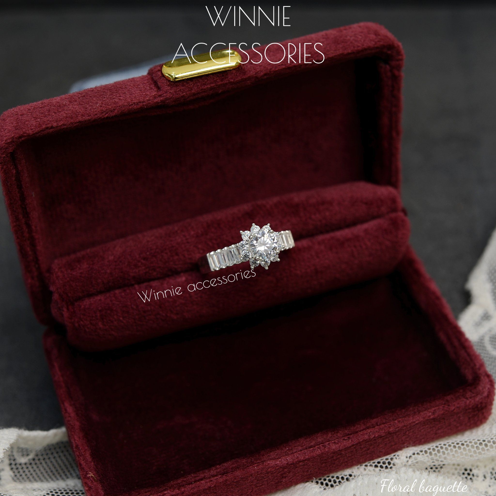  Nhẫn Bạc S925 Floral Baguette 