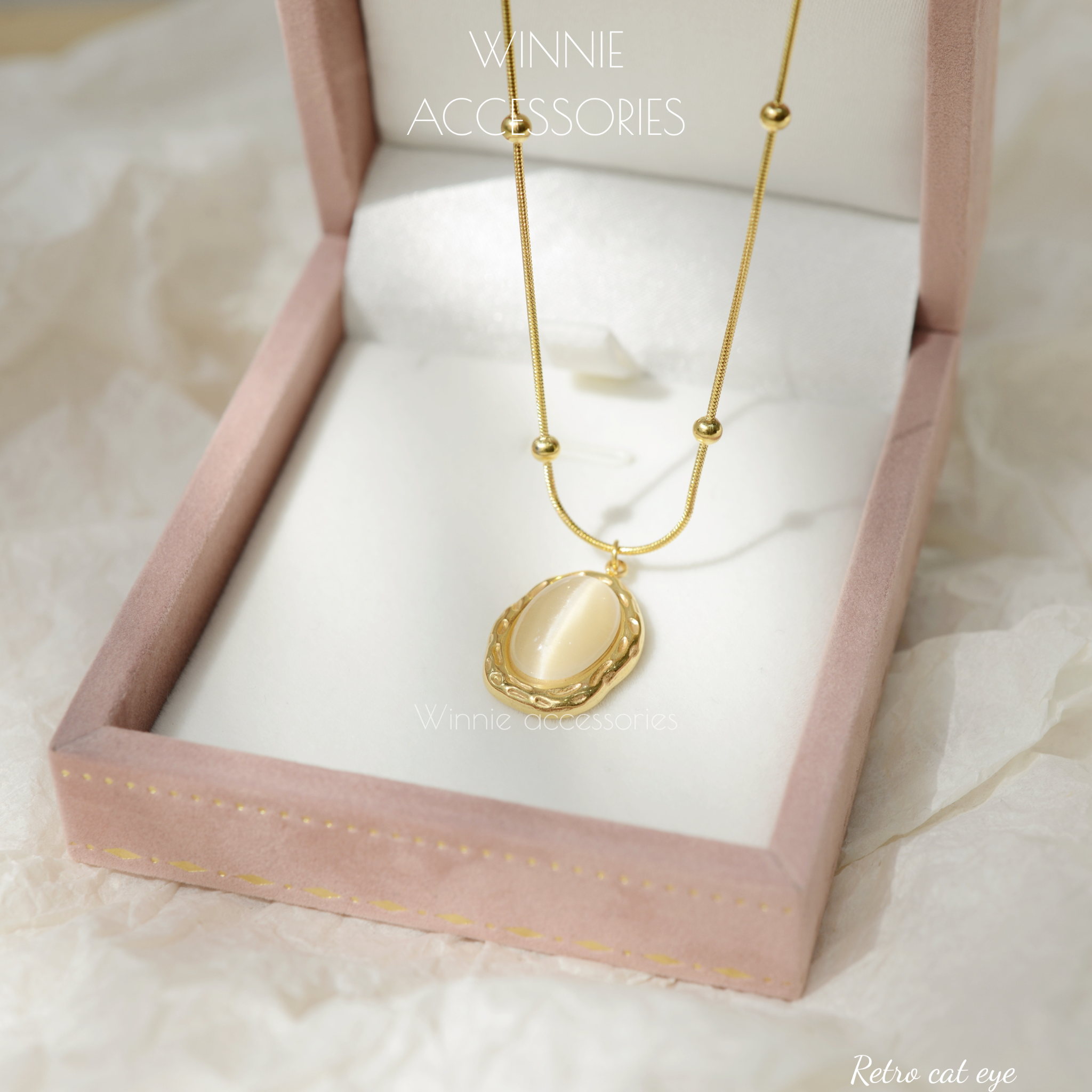  Dây chuyền Titan Retro cat eye 