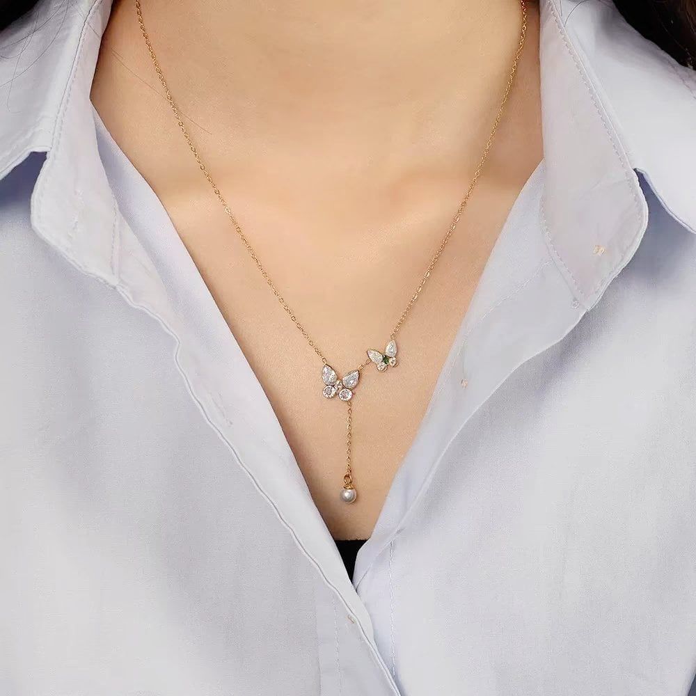  Dây chuyền Titan Bướm đính đá 