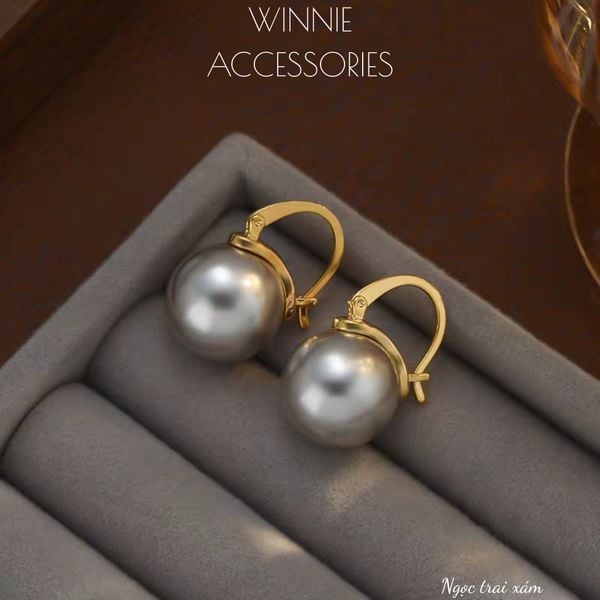  Hoa tai titan Ngọc trai xám 