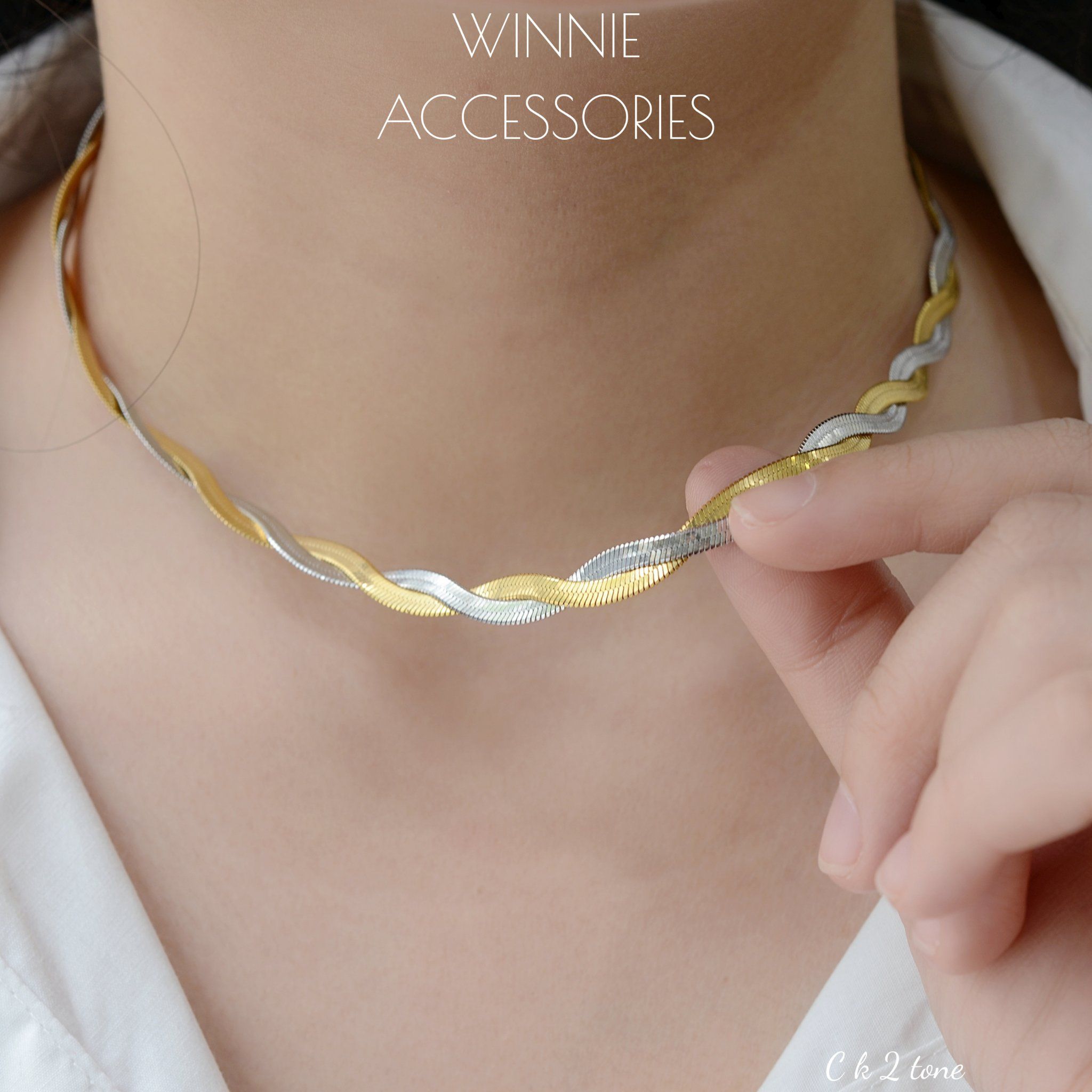  Dây chuyền titan CK 2 tone 