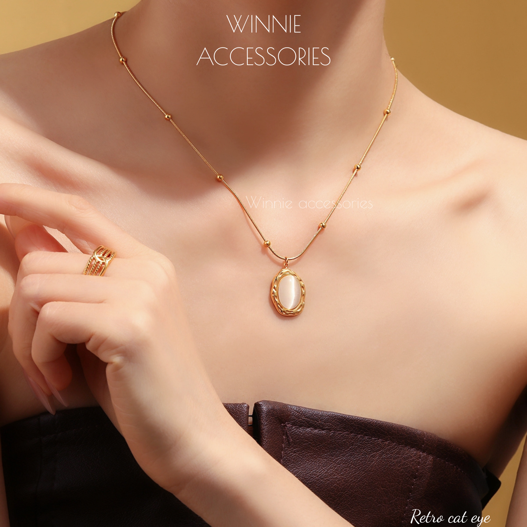  Dây chuyền Titan Retro cat eye 