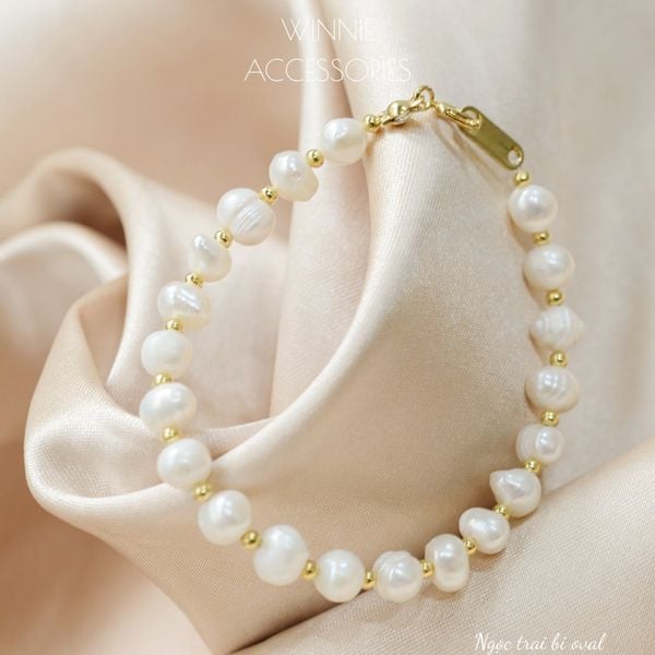  Lắc tay Titan Ngọc trai Bi Oval (ngọc trai nước ngọt) 