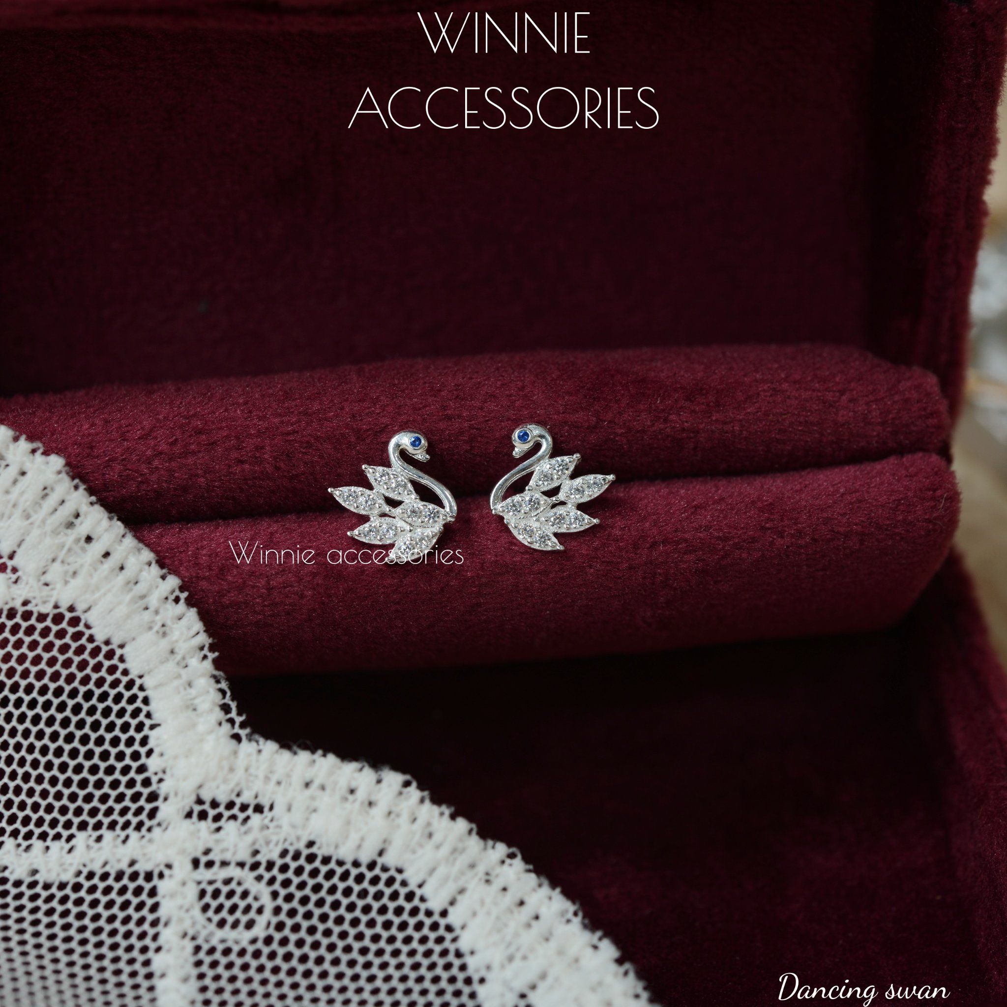  Hoa tai Bạc S925 Dancing Swan 