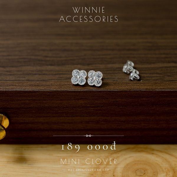  Hoa tai Bạc S925 Mini Clover 