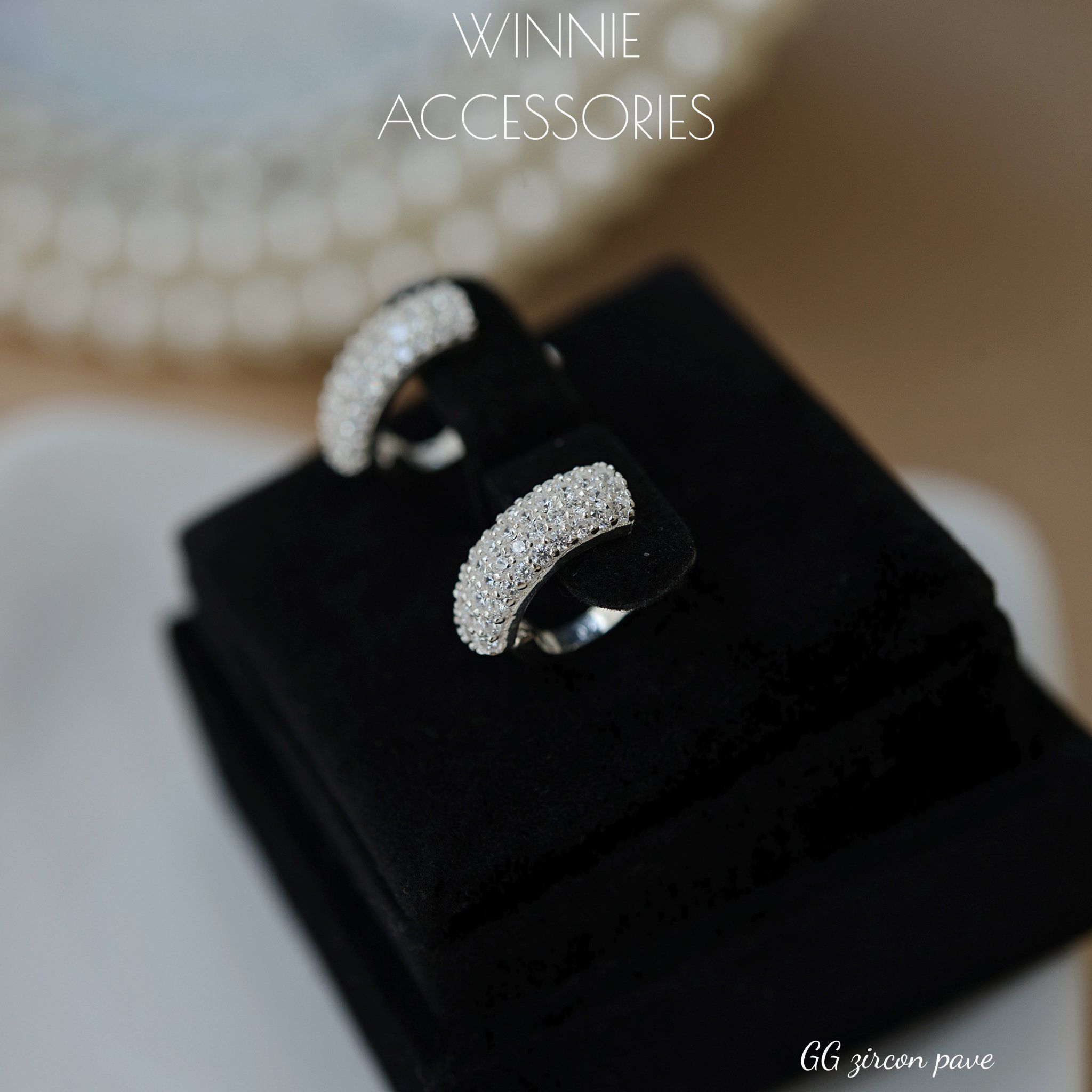  Hoa tai Bạc S925 GG Zircon Pave 