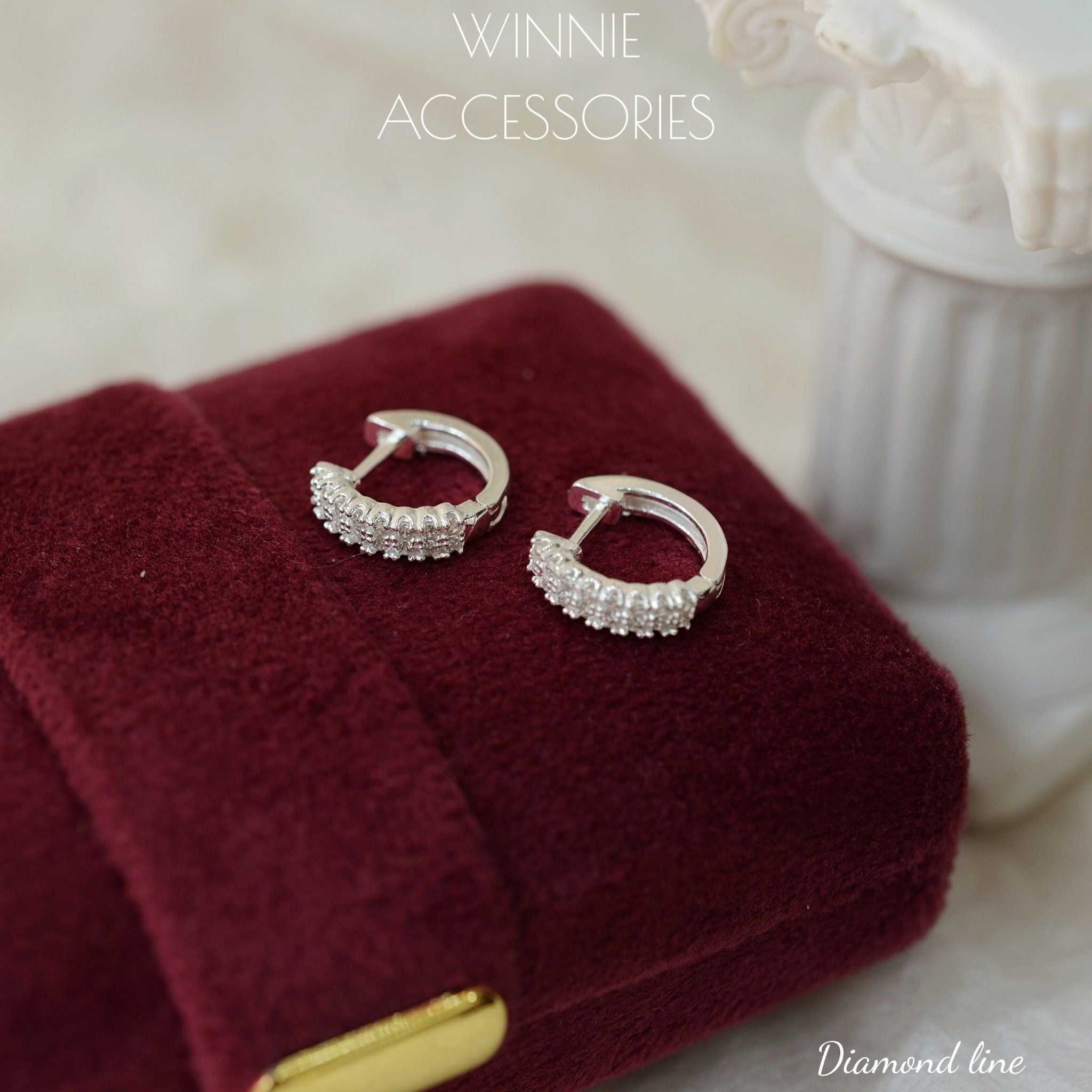  Hoa tai Bạc S925 Diamond Line 