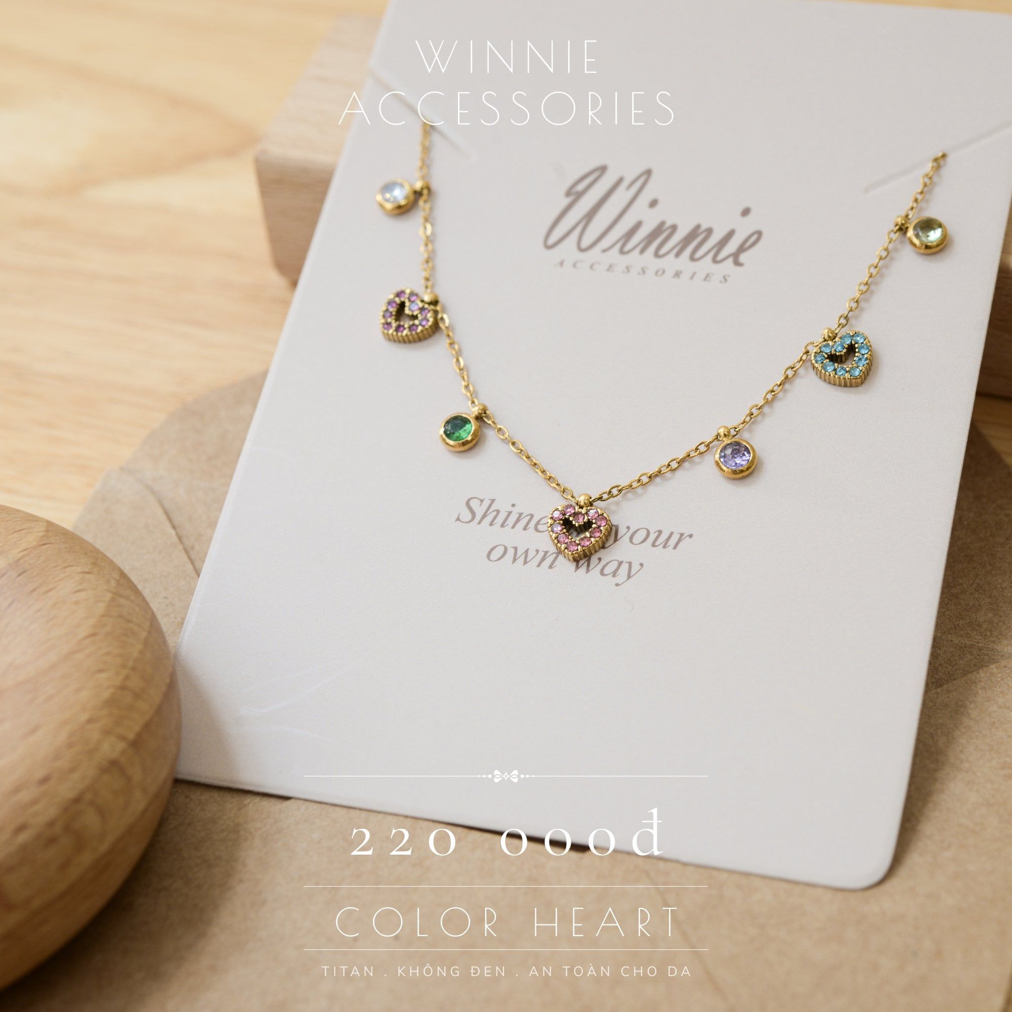  Dây chuyền Titan Color heart 