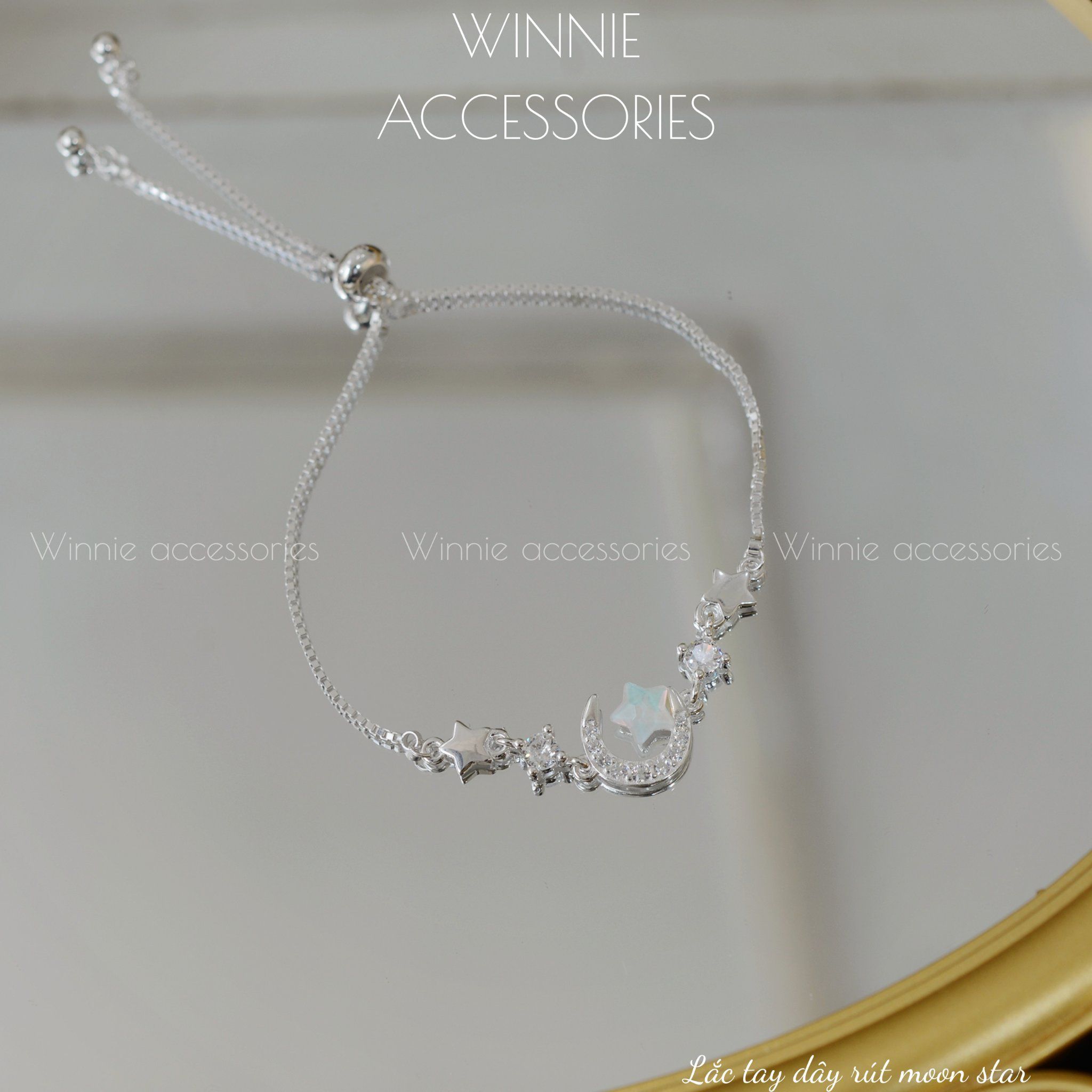  Lắc tay Bạc S925 Dây rút Moon Star 