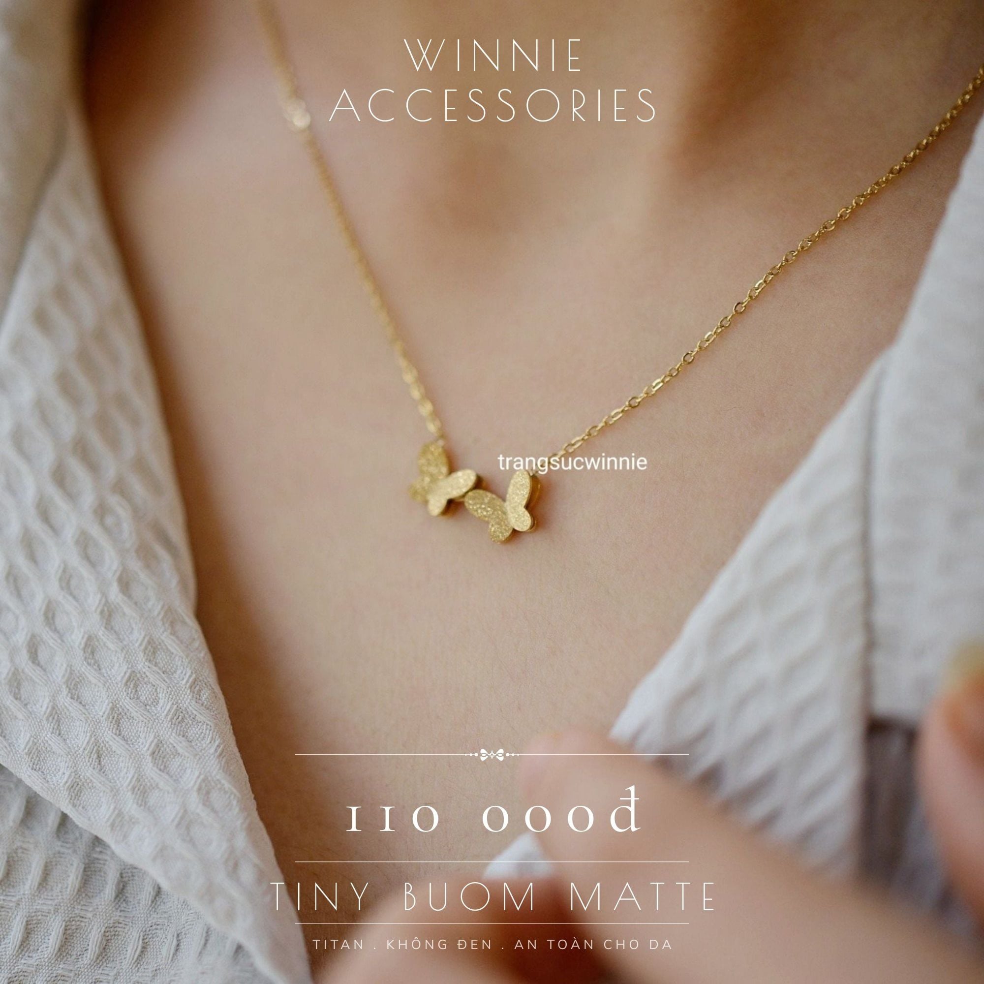  Dây chuyền titan Tiny bướm matte VG 