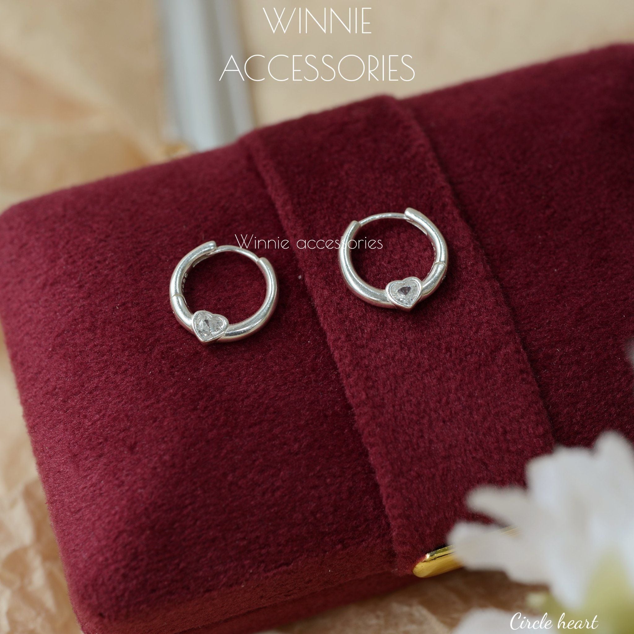  Hoa tai Bạc S925 Circle heart 