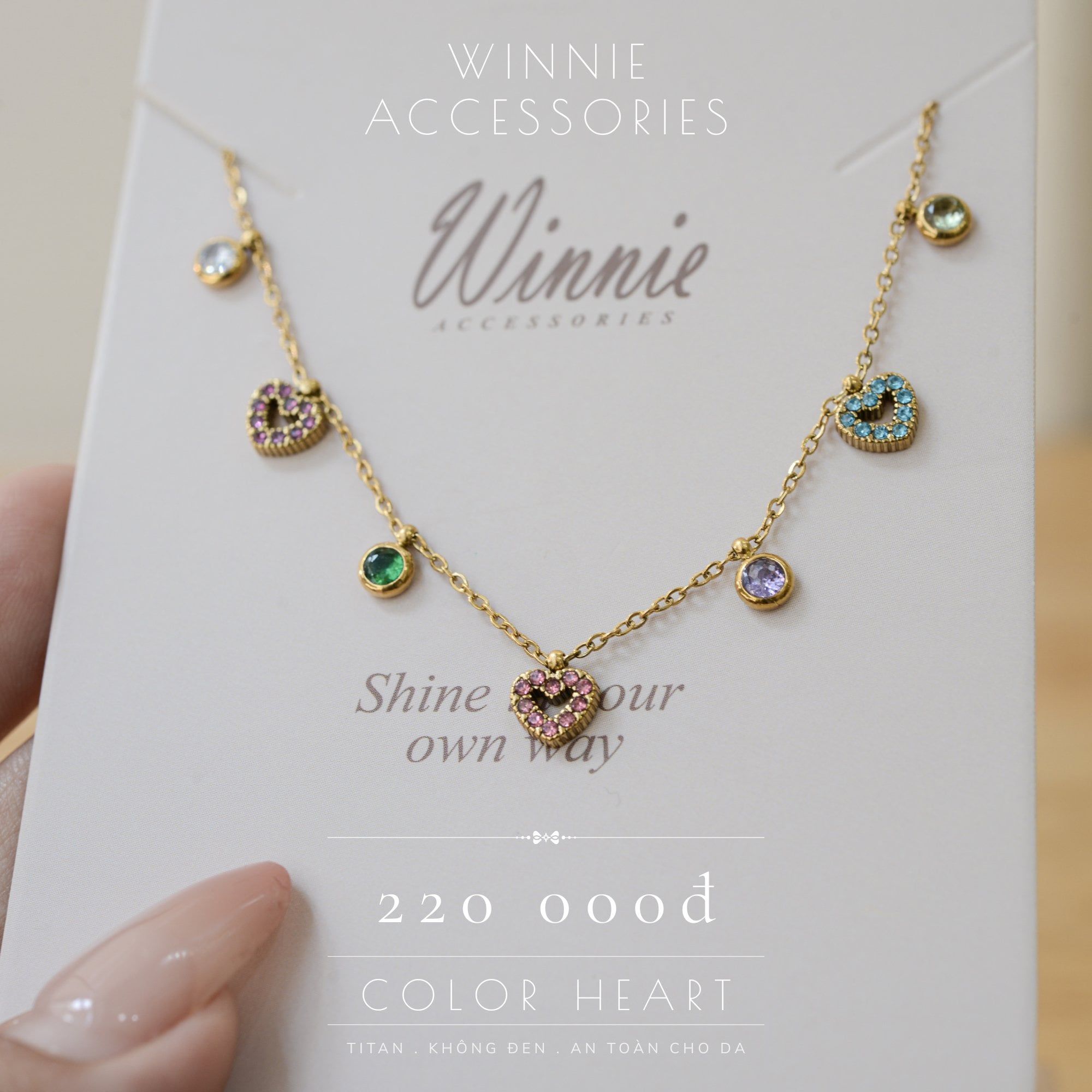  Dây chuyền Titan Color heart 