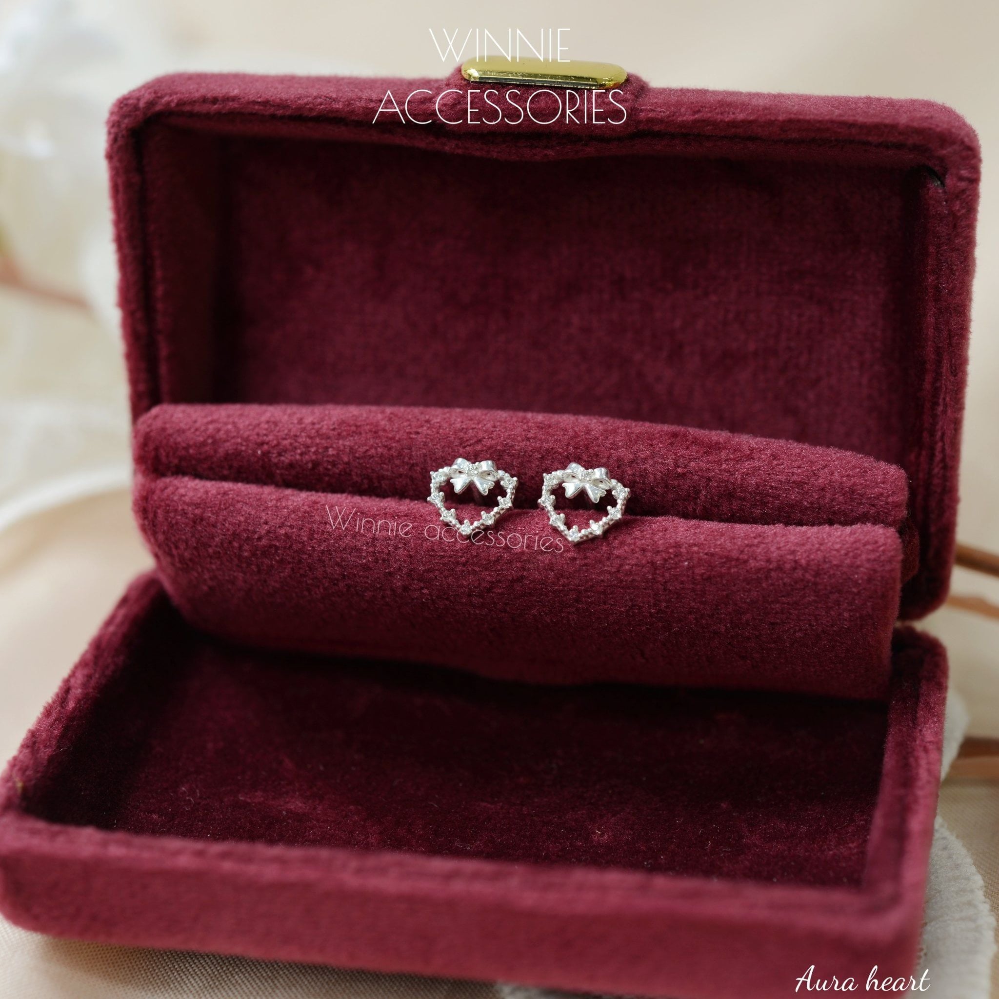  Hoa tai Bạc S925 Aura heart 