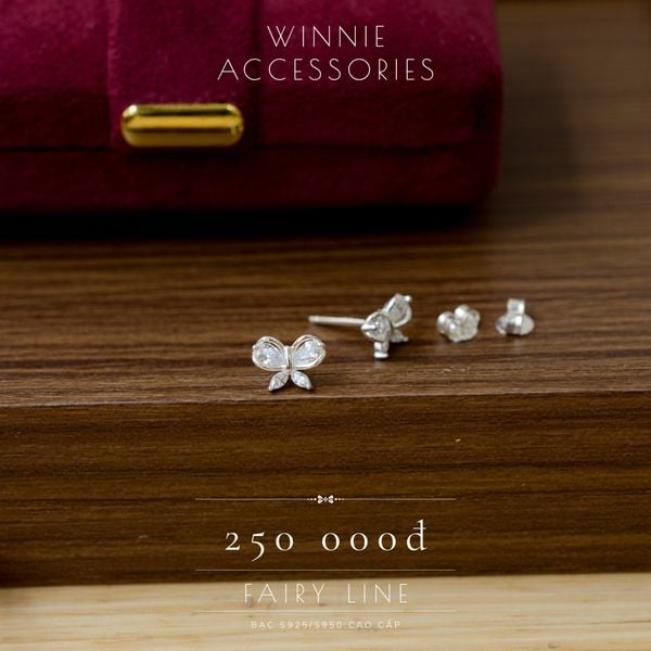  Hoa tai Bạc S925 Fairy line 