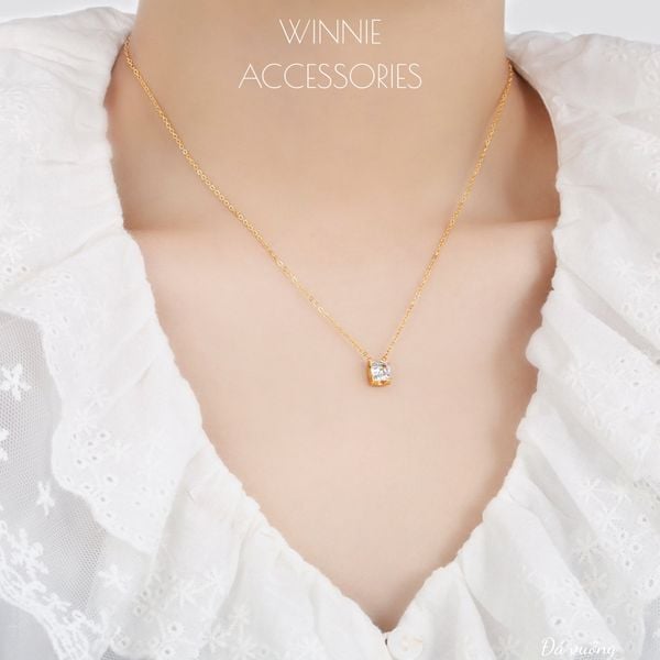  Dây chuyền Titan Đá vuông 