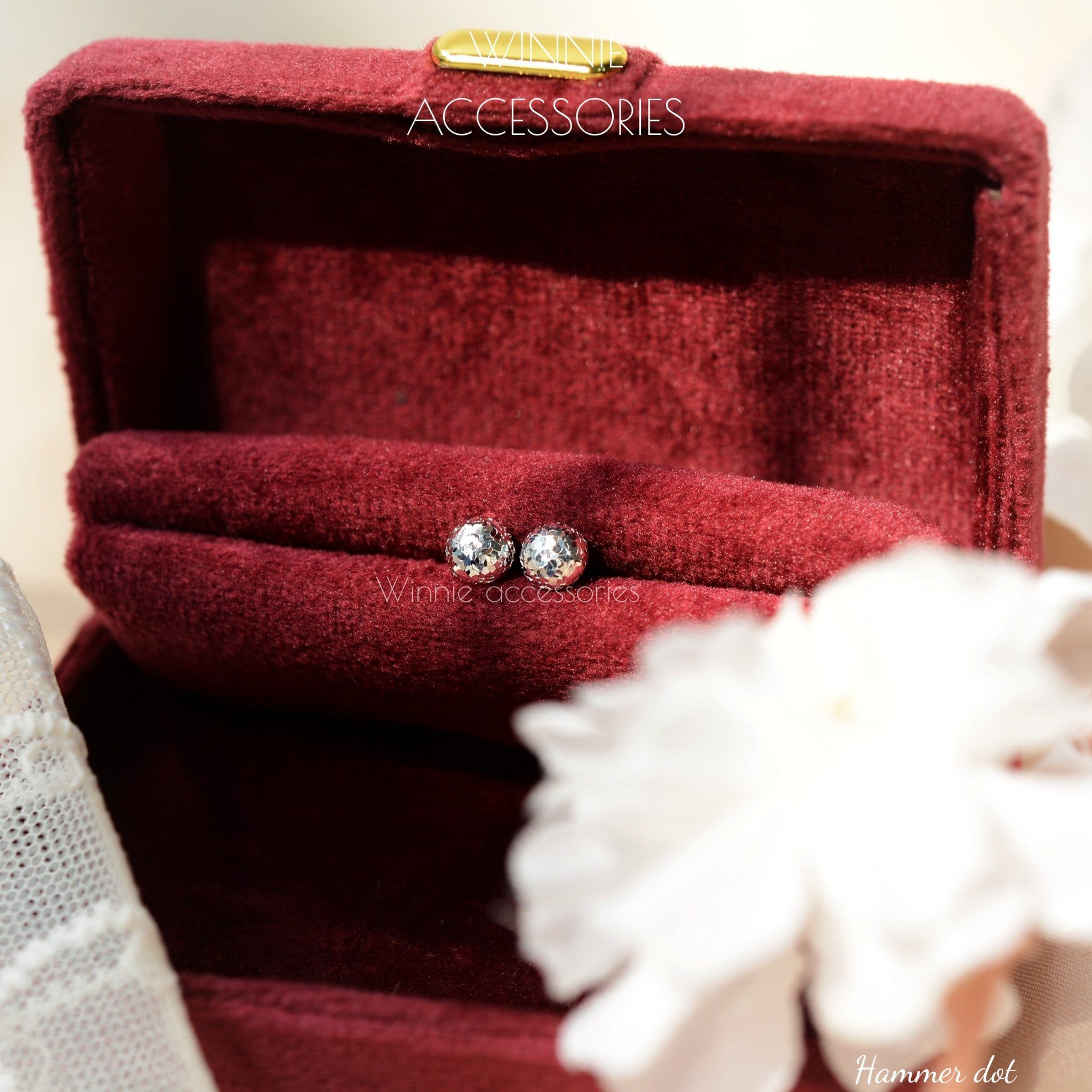  Hoa tai Bạc S925 Hammer Dot 