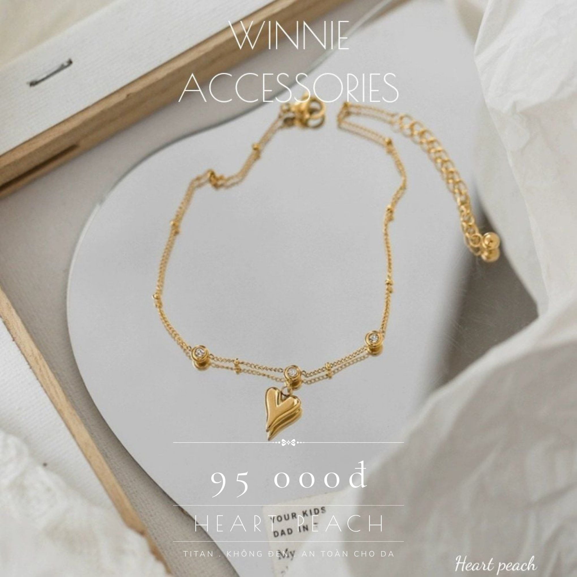  Lắc chân titan Heart peach VG 