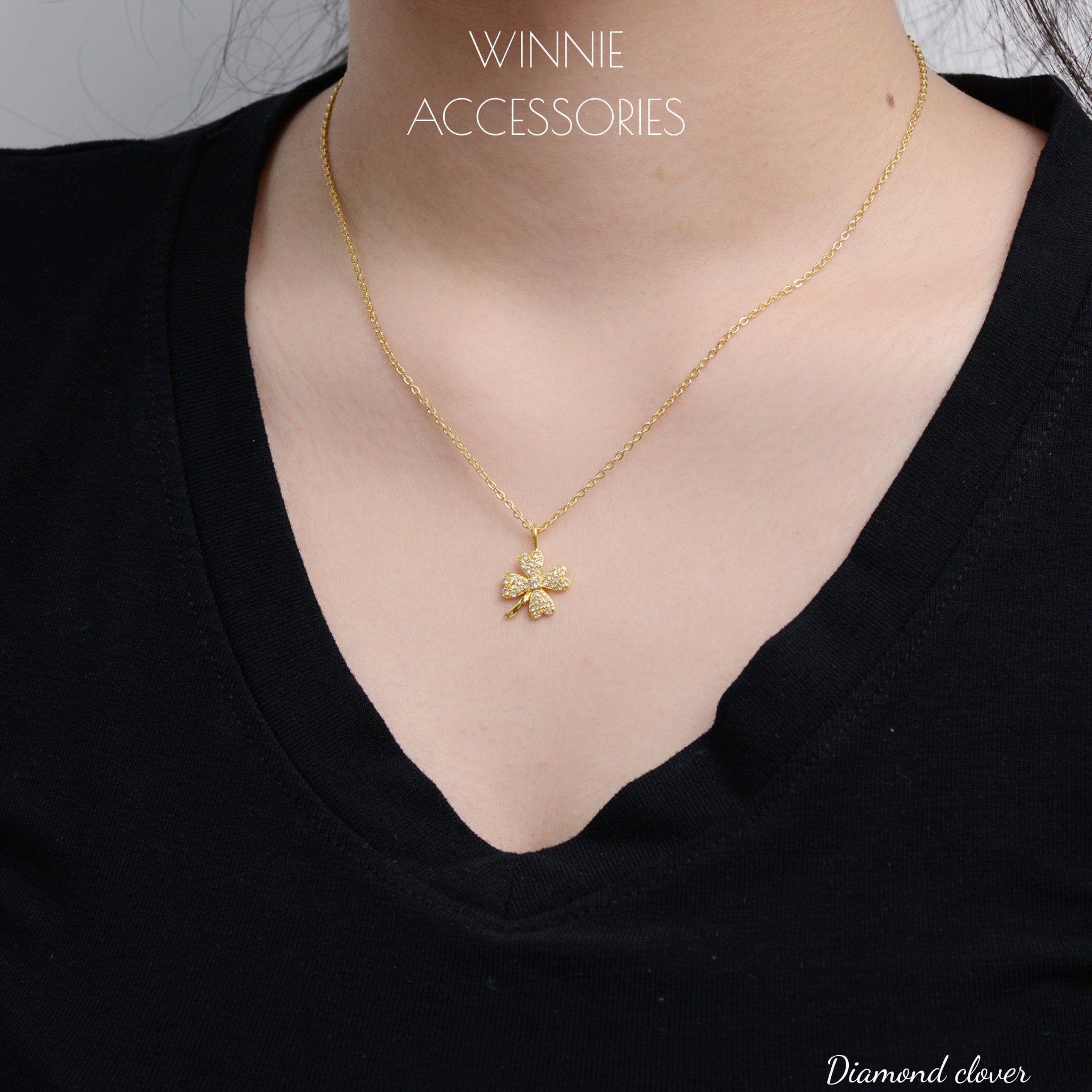  Dây chuyền Titan Diamond Clover 