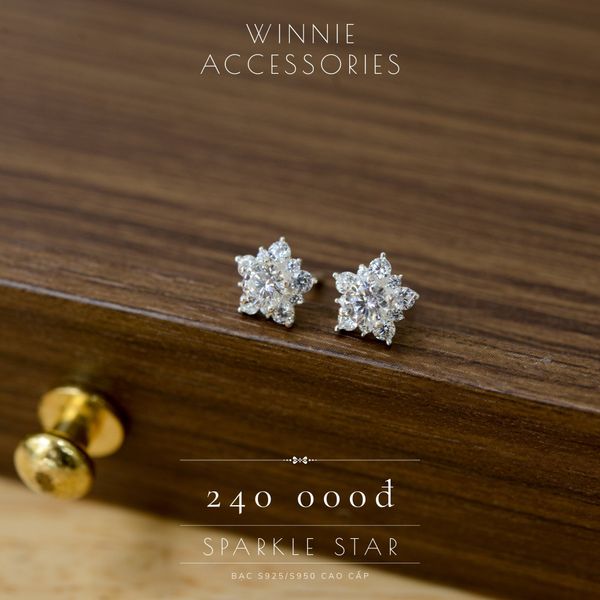  Hoa tai Bạc S925 Sparkle star 