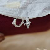  Hoa tai Bạc S925 Khoen Nơ Crystal 