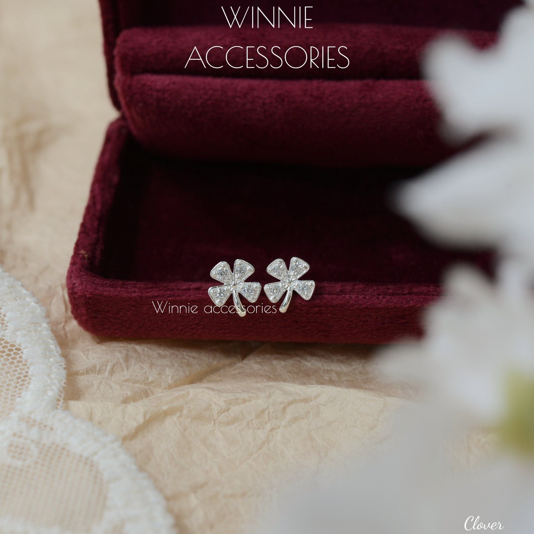  Hoa tai Bạc S925 Clover 