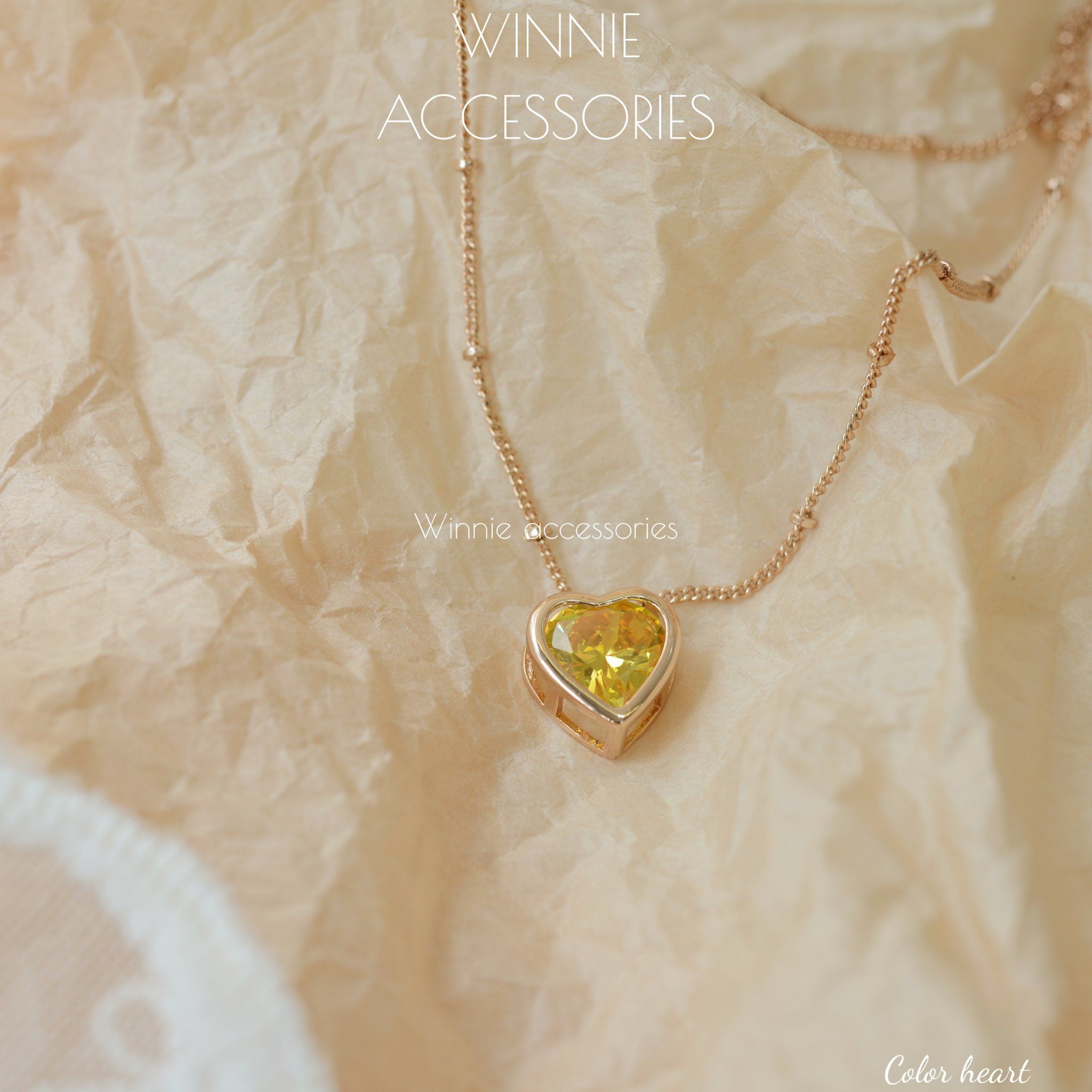  Dây chuyền titan Color heart Vàng 