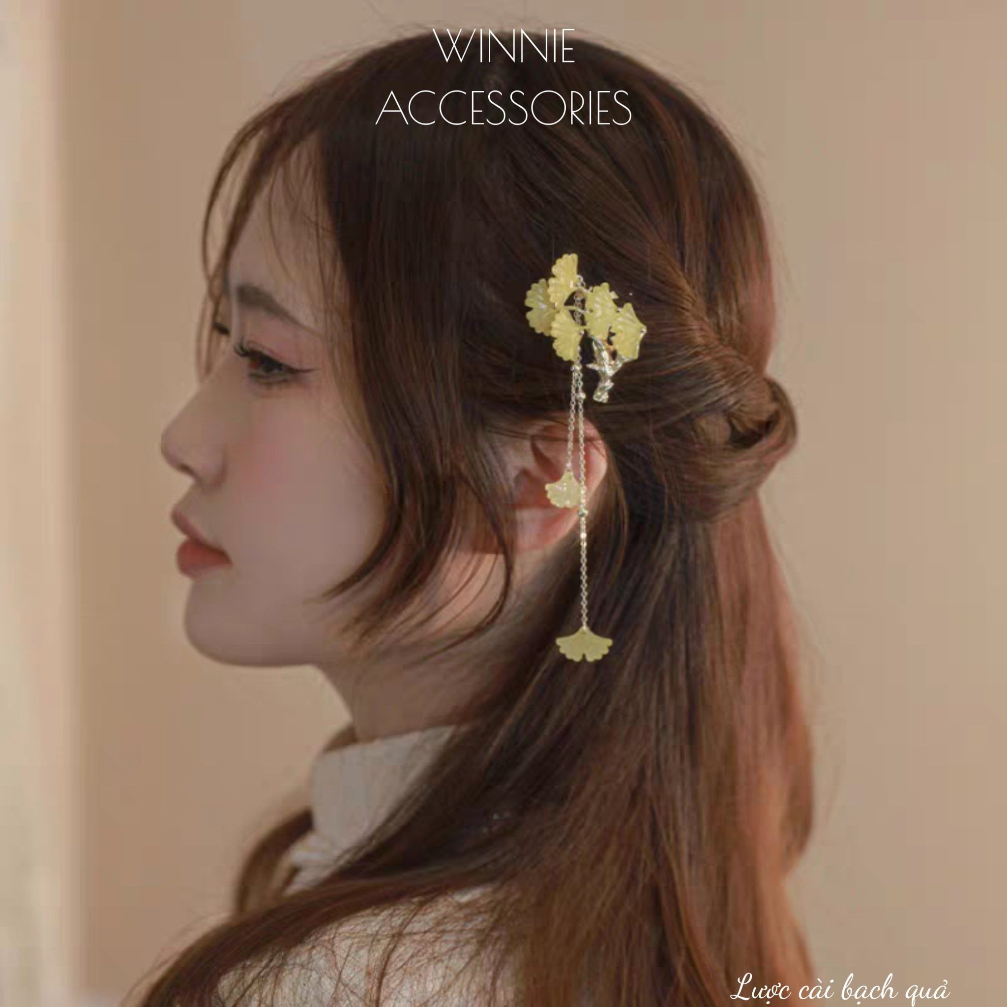  Lược cài Bạch Quả Vàng 