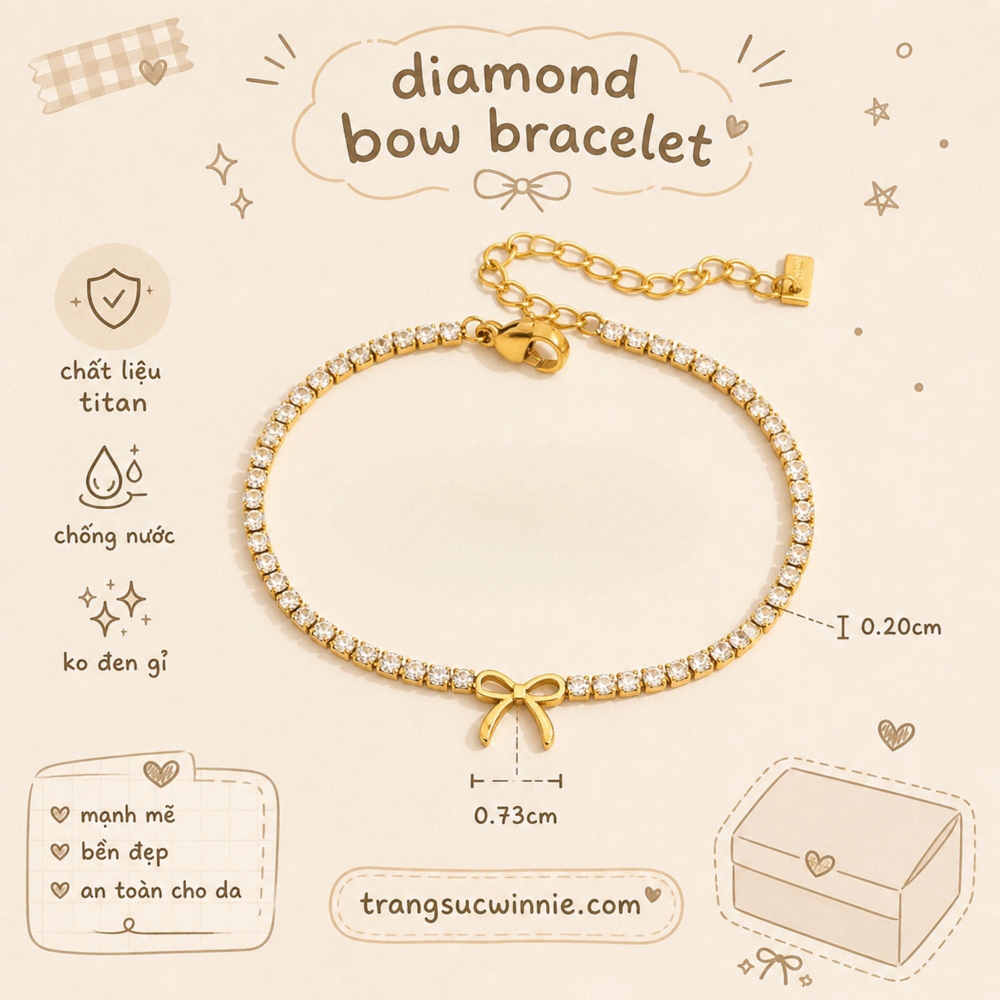  Lắc tay Titan Diamond bow 