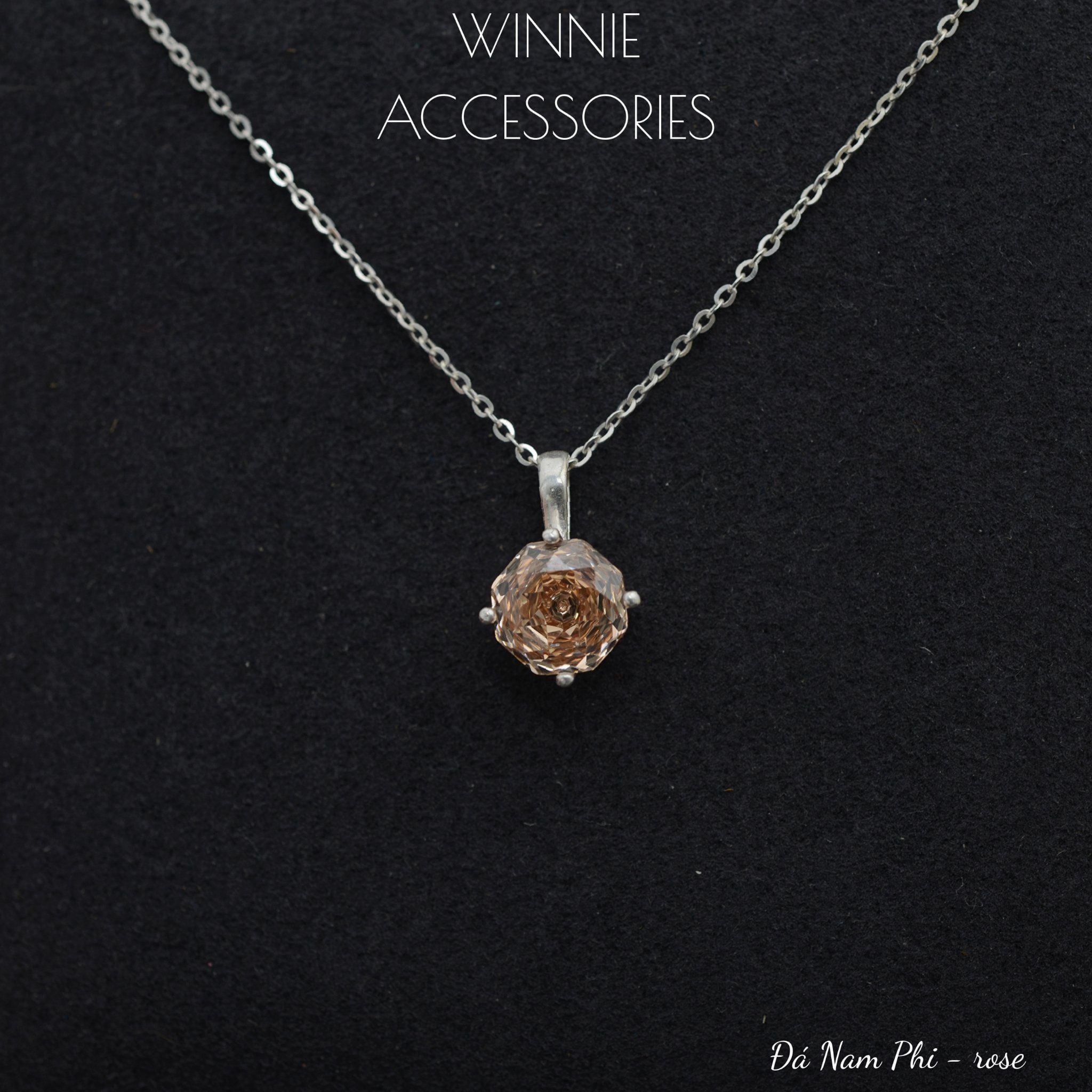  Dây chuyền Bạc S925 Đá Nam Phi Rose 