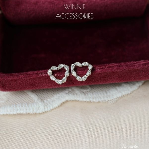 Hoa tai Bạc S925 Tim Xoắn 