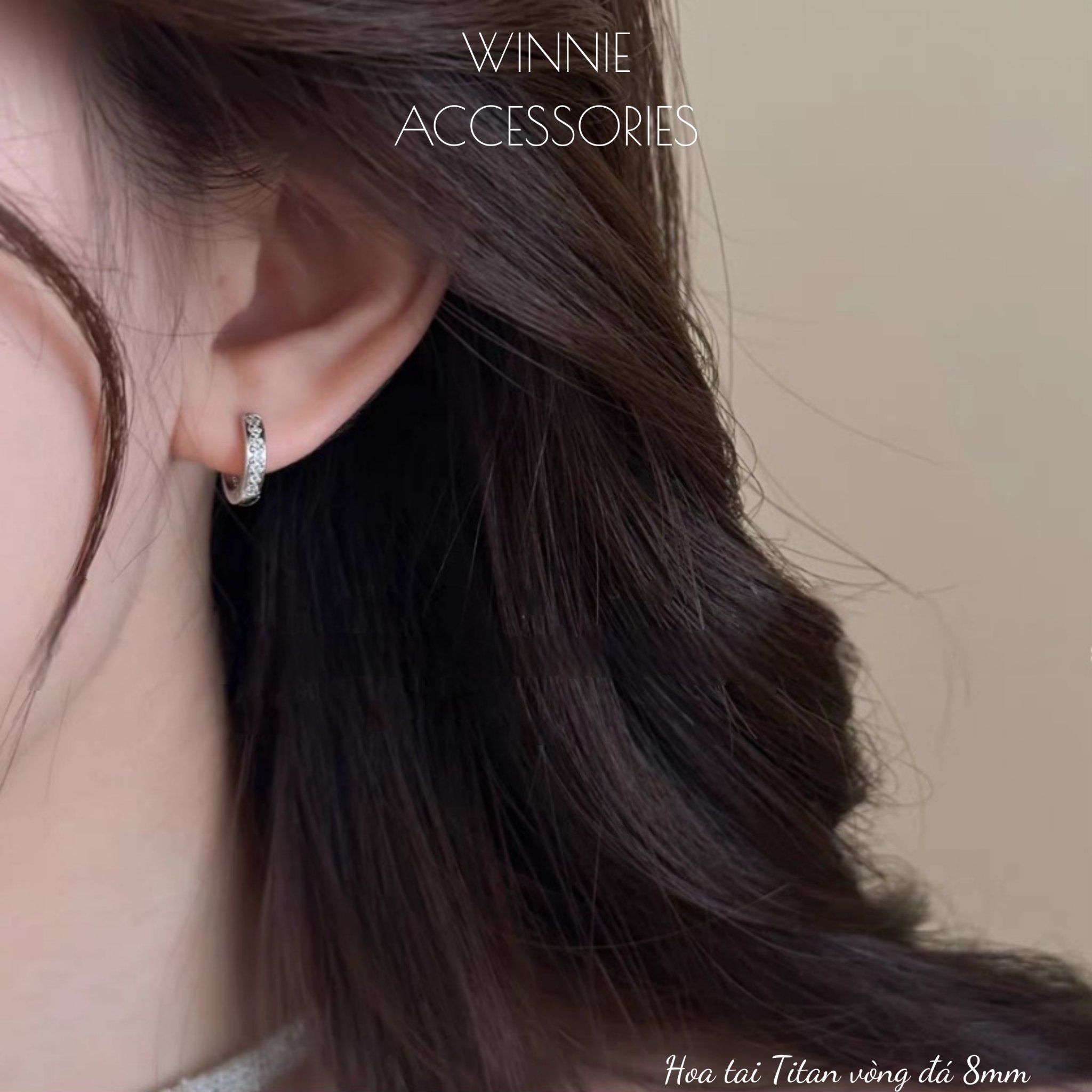  Hoa tai Titan Vòng đá 8mm 