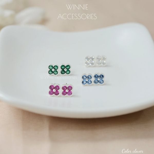  Hoa tai Bạc S925 Color Clover 