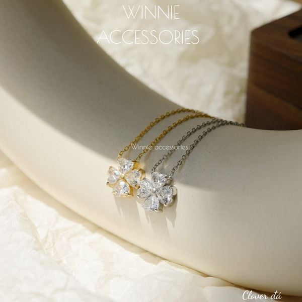  Dây chuyền Titan Clover đá 