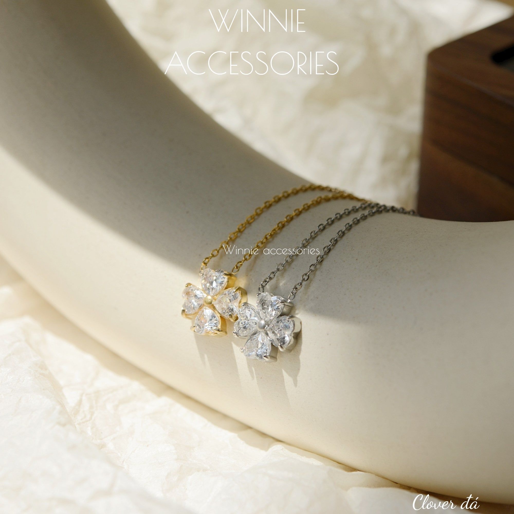  Dây chuyền Titan Clover đá 