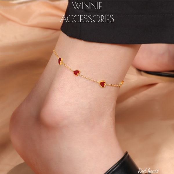  Lắc chân Titan Red heart 