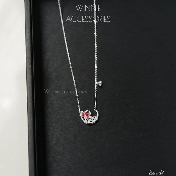  Dây chuyền Bạc S925 Sen Đỏ 