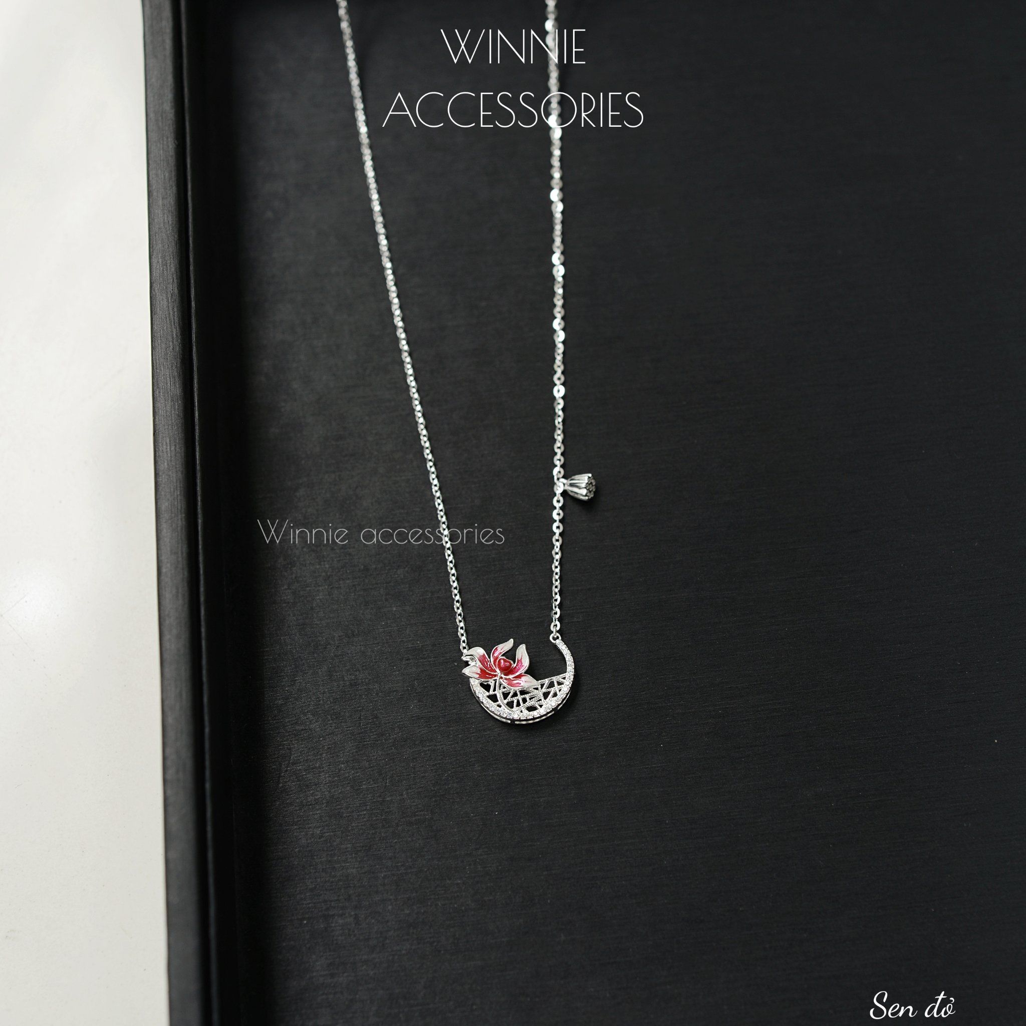  Dây chuyền Bạc S925 Sen Đỏ 