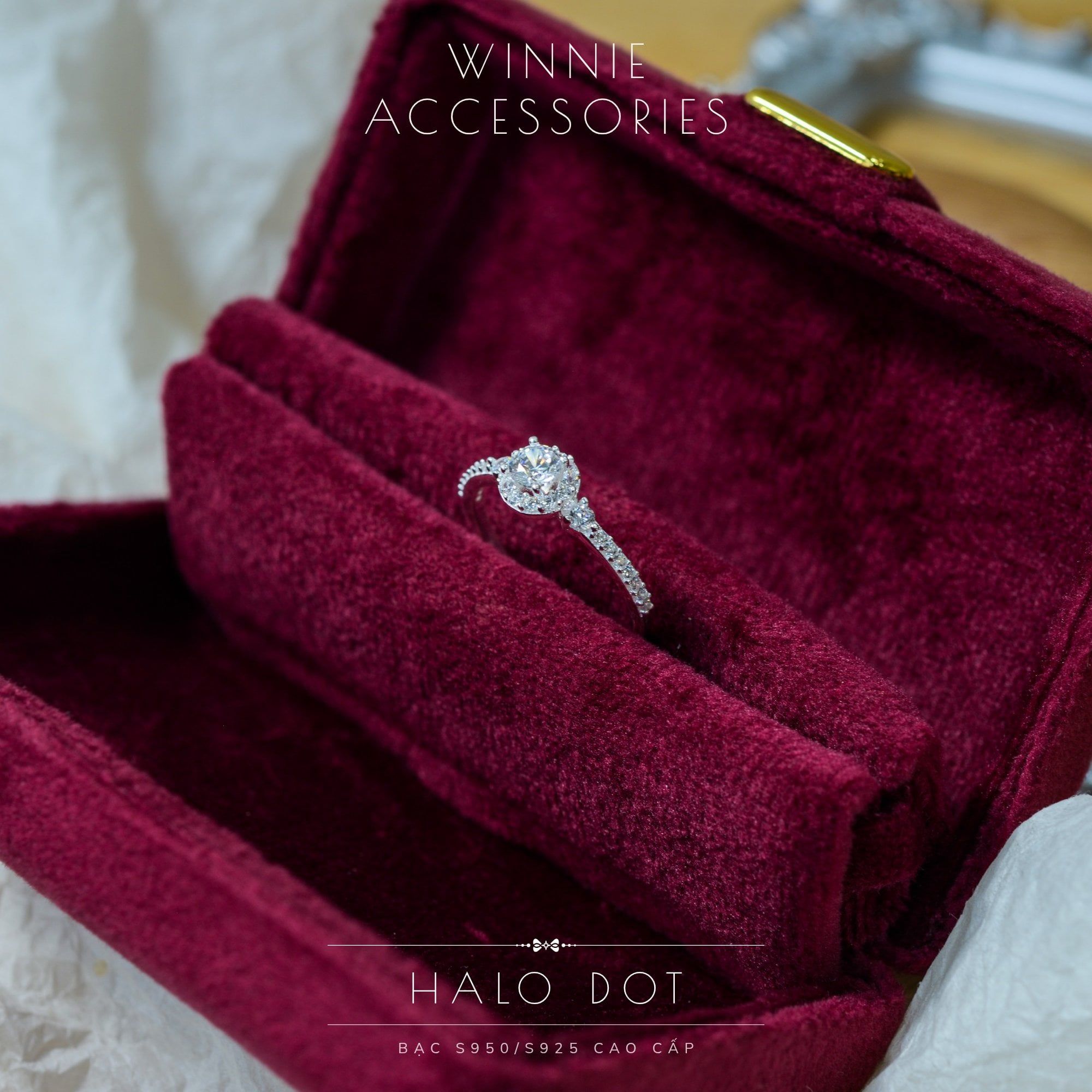  Nhẫn Bạc S925 Halo dot 