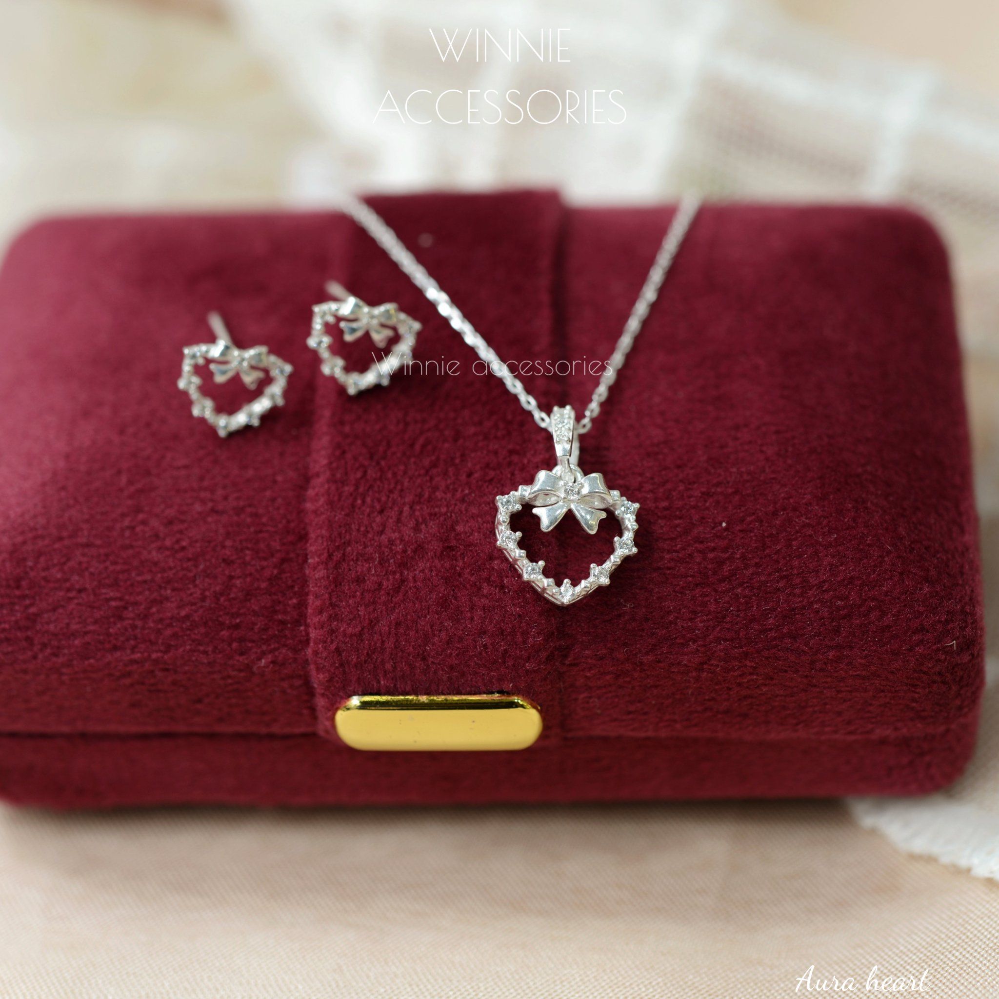  Charm Dây chuyền Bạc S925 Aura heart (Không kèm dây) 