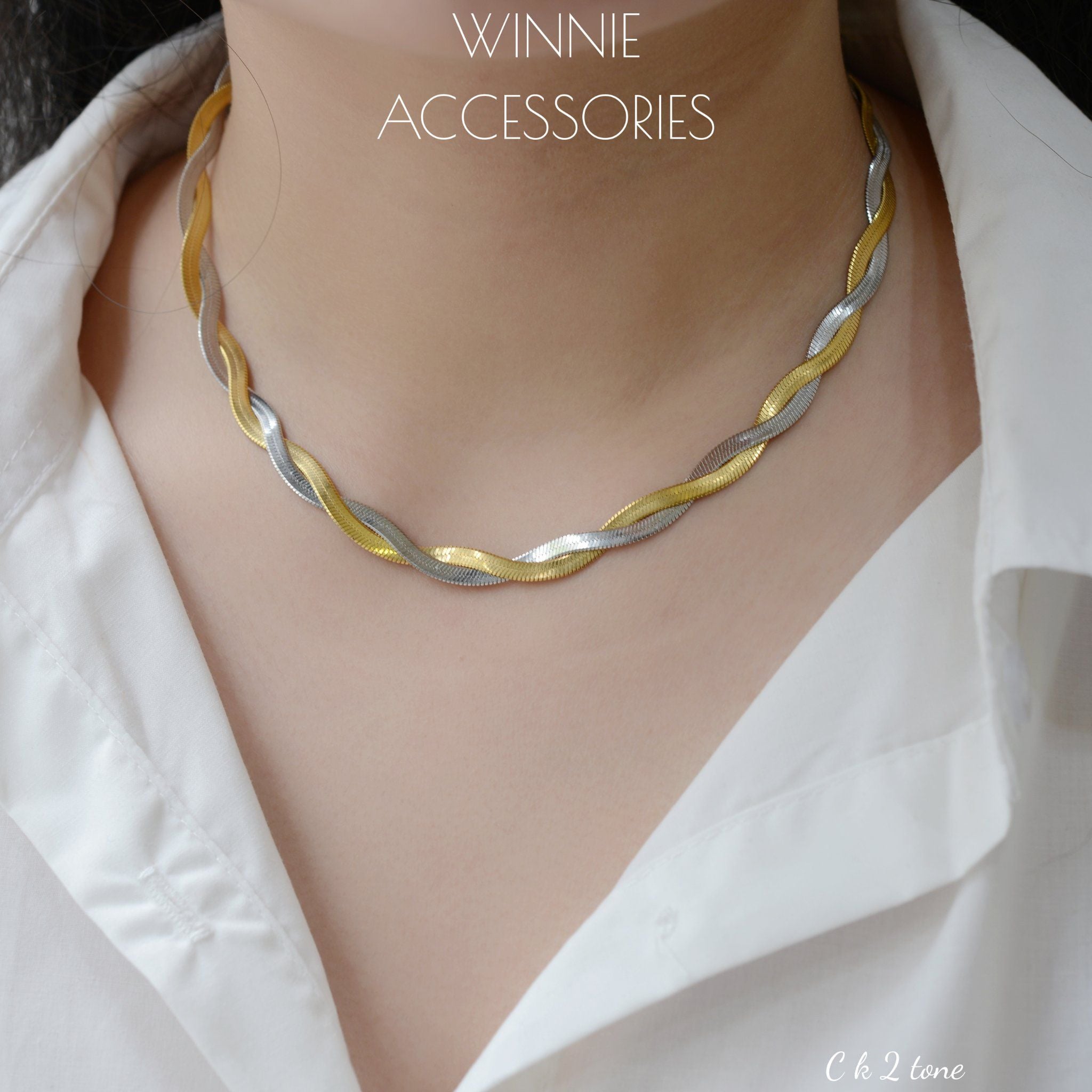  Dây chuyền titan CK 2 tone 