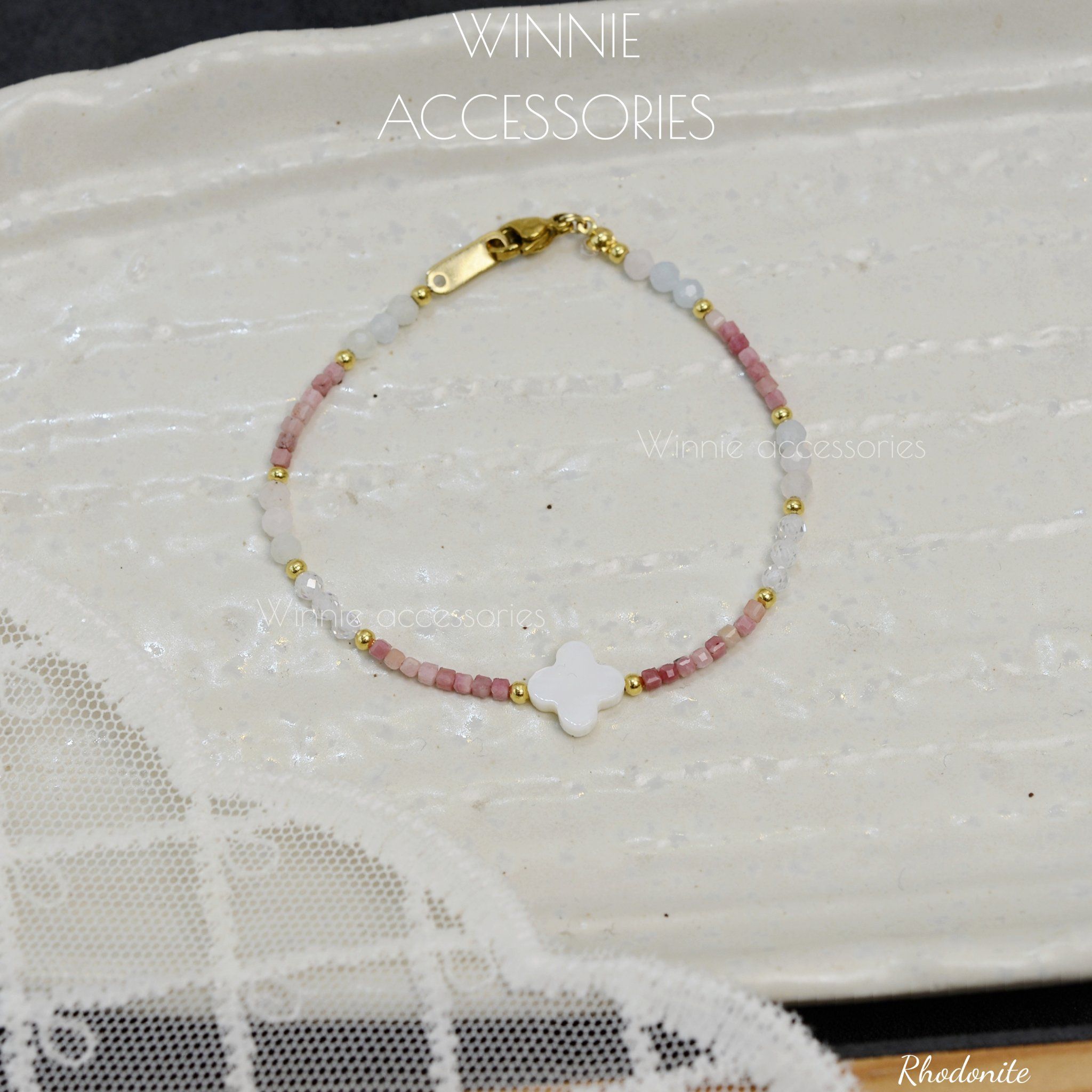  Lắc tay Titan Rhodonite (đá Tường Vi) 