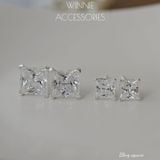  Hoa tai Bạc S925 Bling Square 