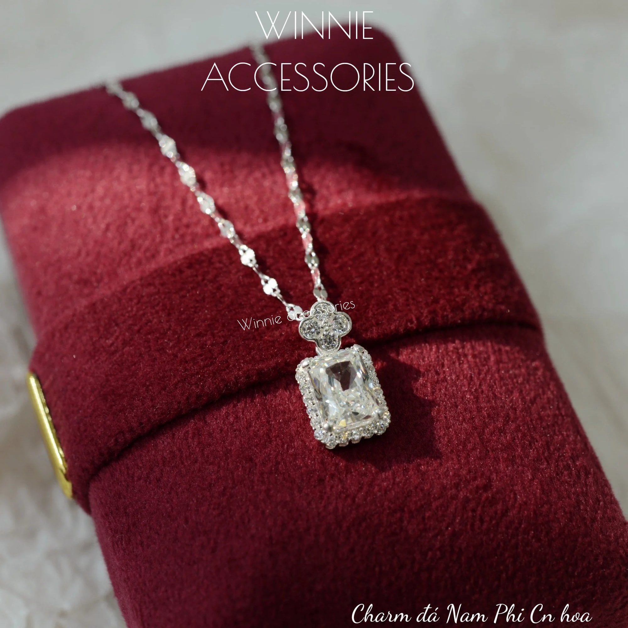  Charm Dây chuyền Bạc S925 Đá Nam Phi Cn Hoa (không kèm dây) 