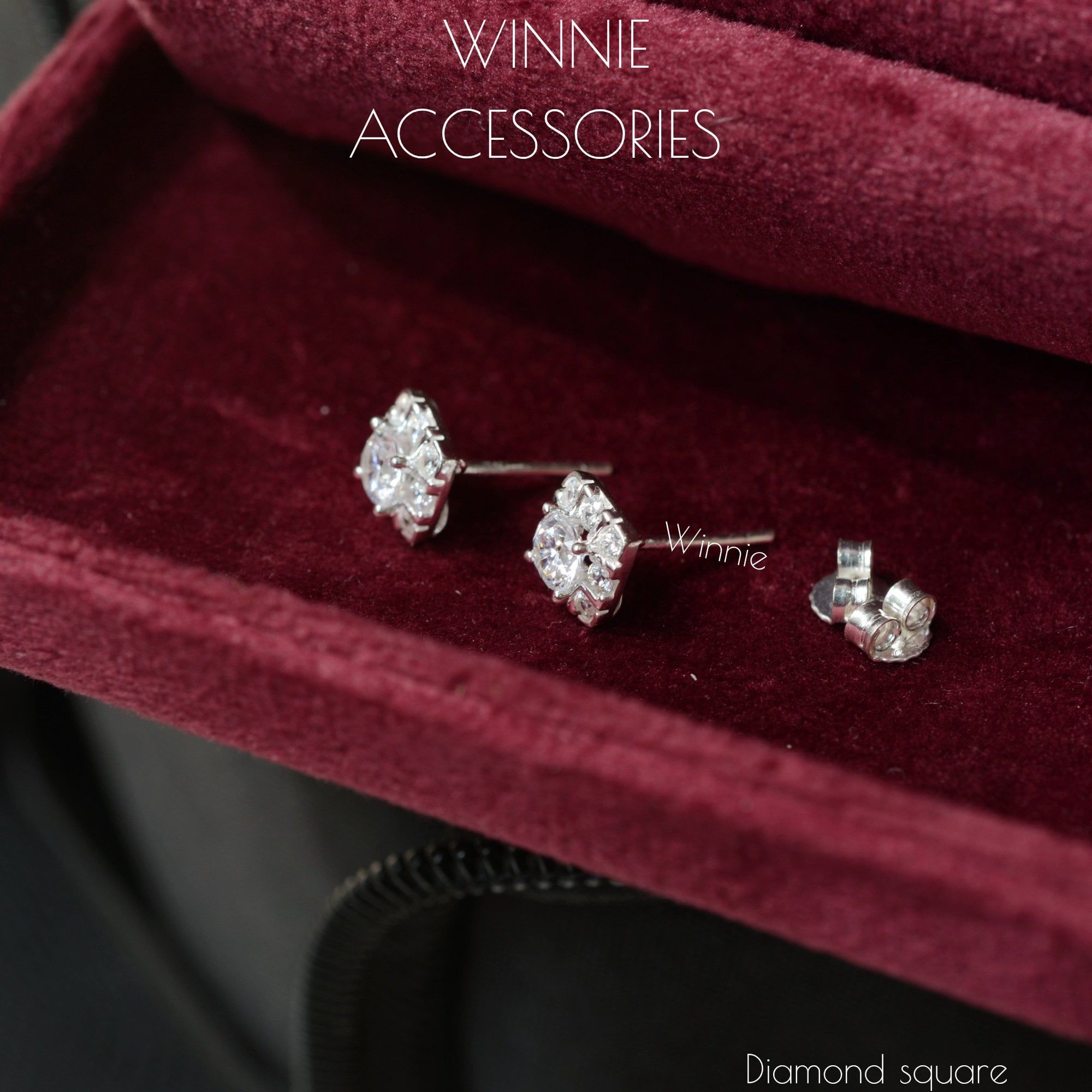  Hoa tai Bạc S925 Diamond Square 