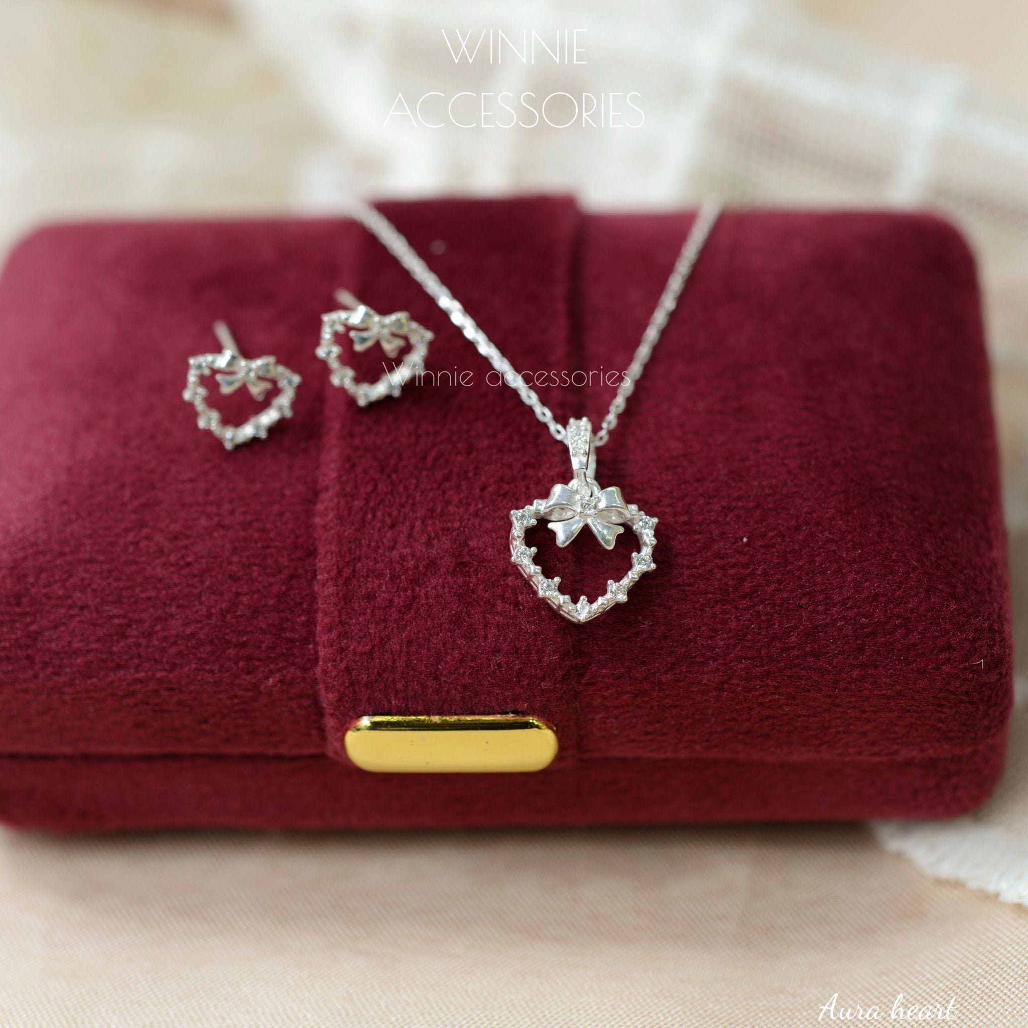  Hoa tai Bạc S925 Aura heart 