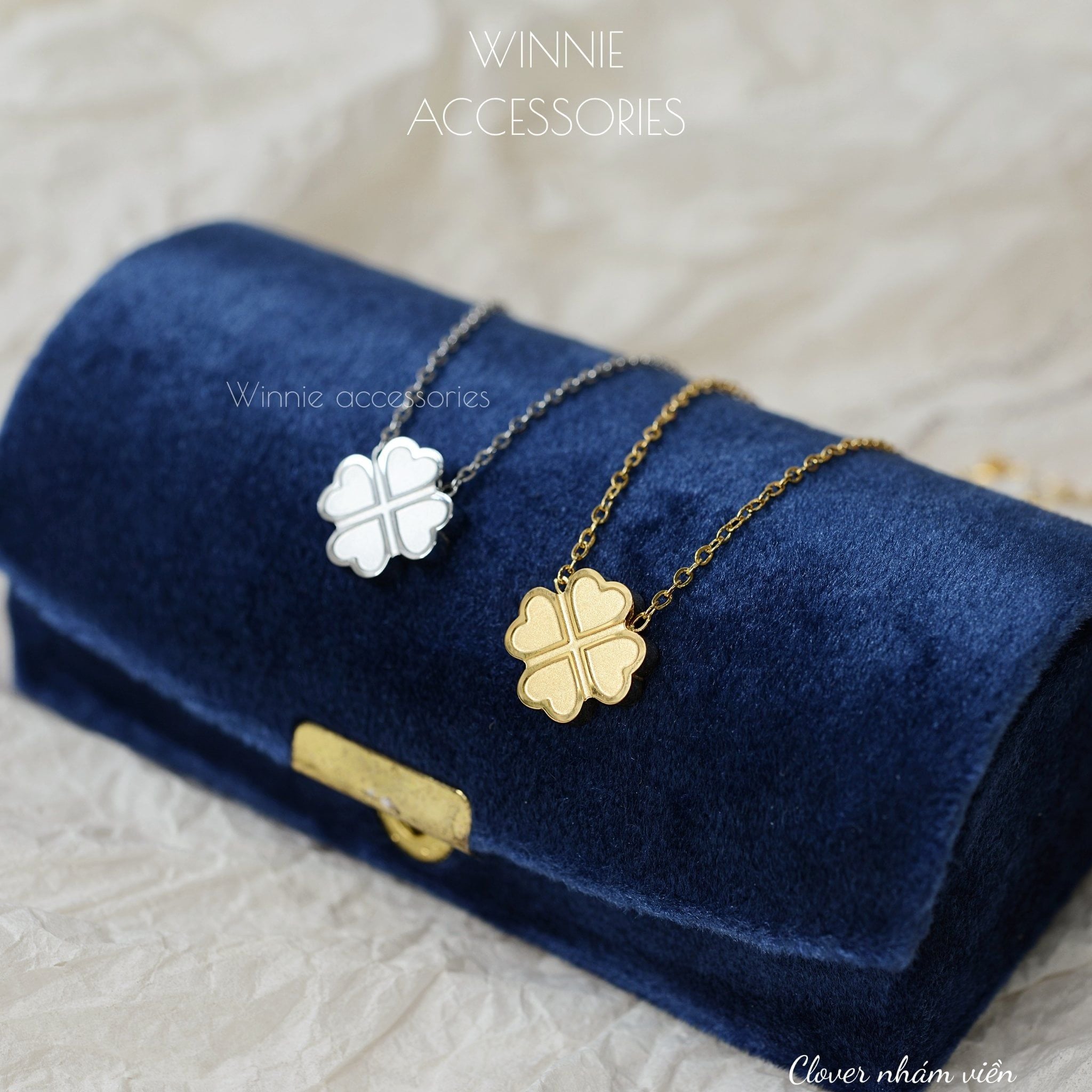  Dây chuyền Titan Clover nhám viền 