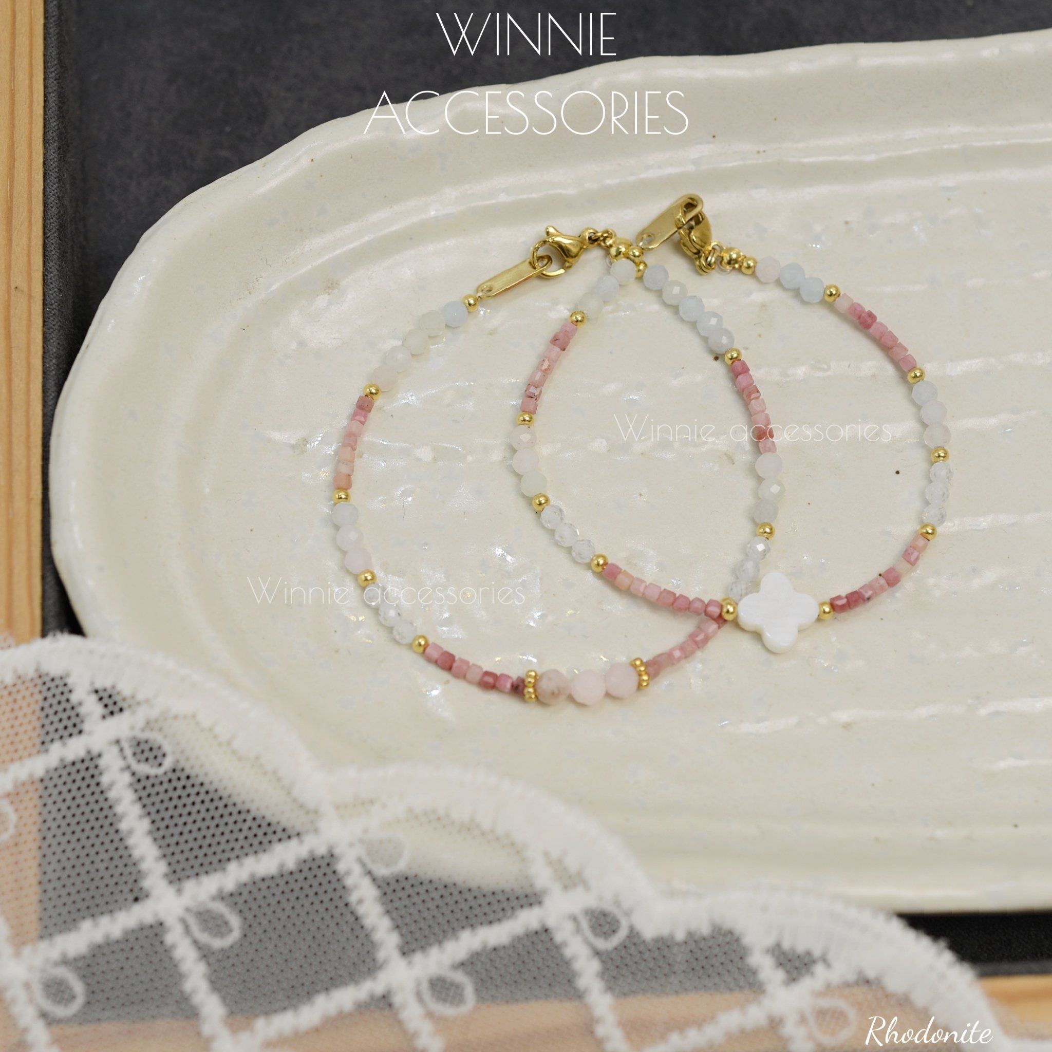  Lắc tay Titan Rhodonite (đá Tường Vi) 