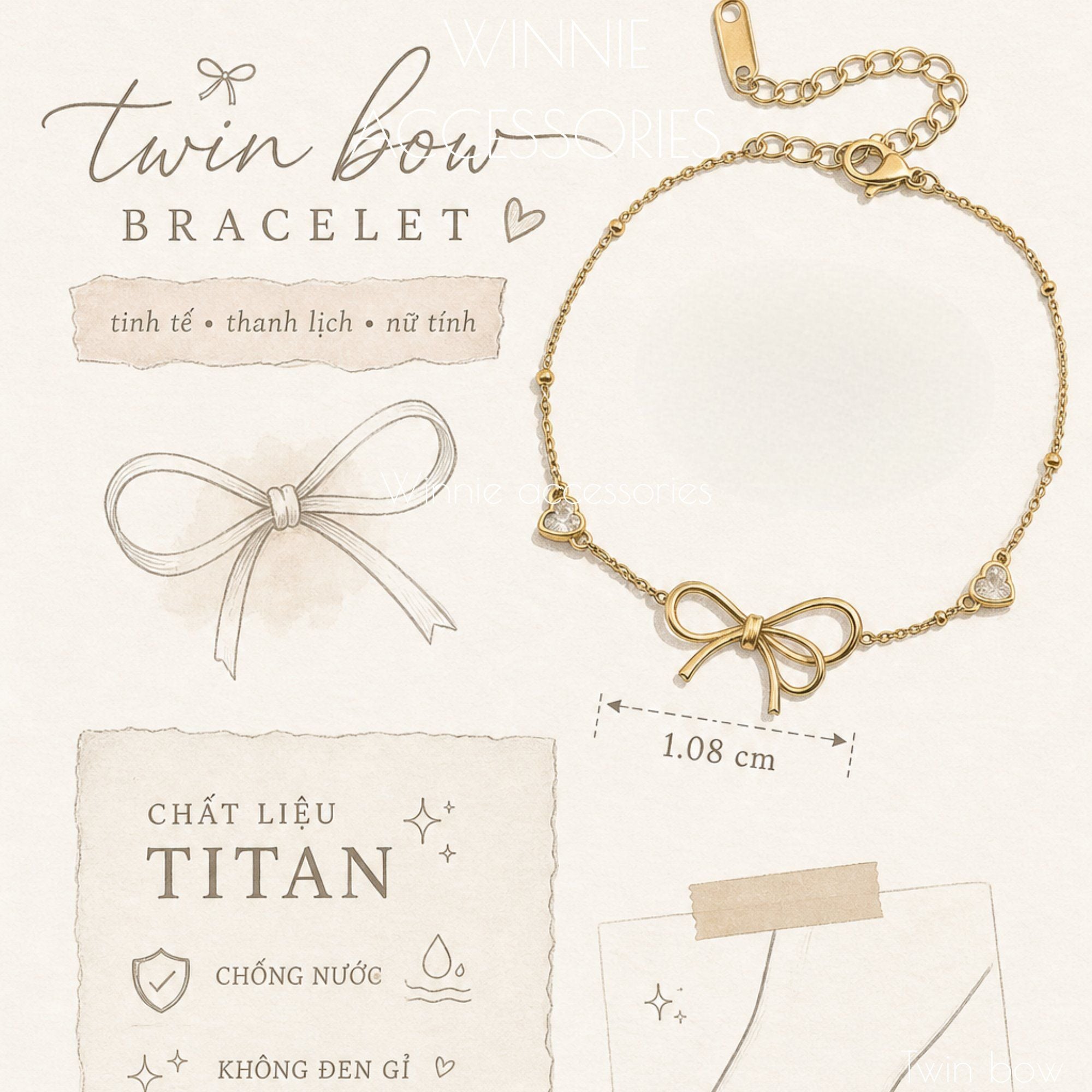  Lắc tay Titan Twin Bow 